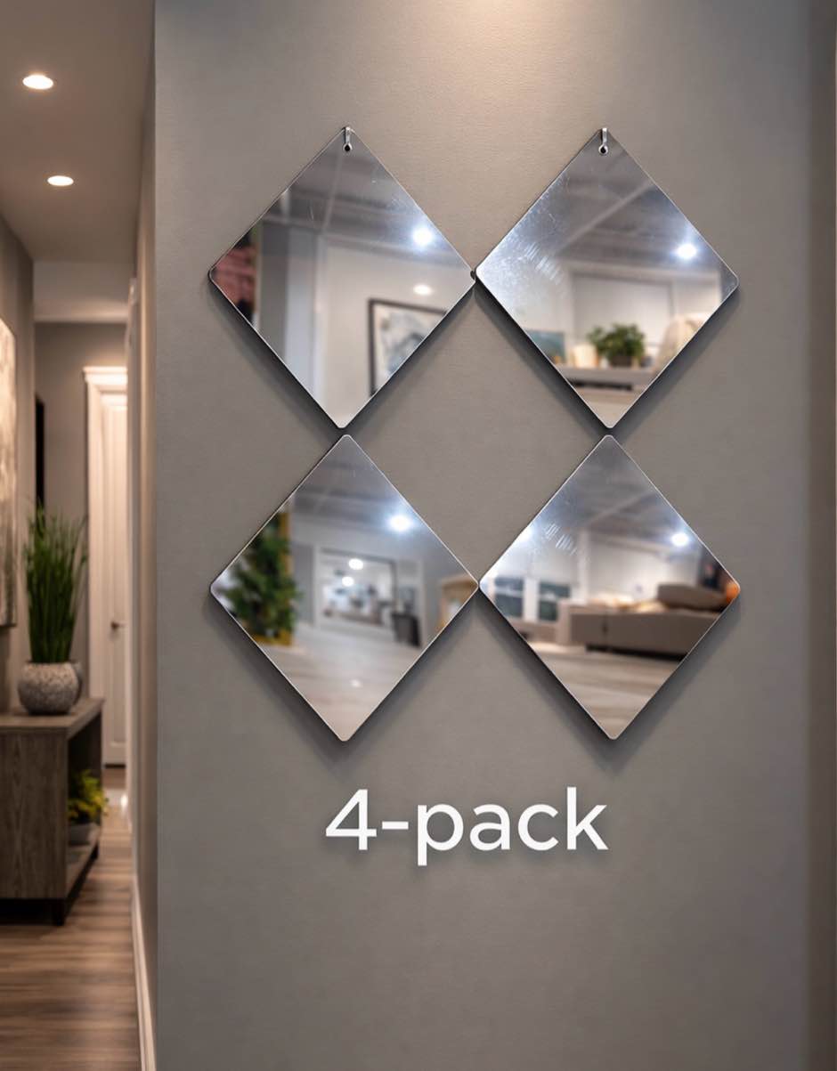 set of 4 Acrylic Wall Mirror 8” x 8” 