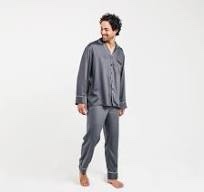 Sateen Long Sleeve PJ Shirt Men’s Slate Small 
