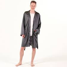 ettitude sateen men's robe large slate