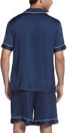 Ettitude Sateen short sleeve PJ shirt, men, small ocean