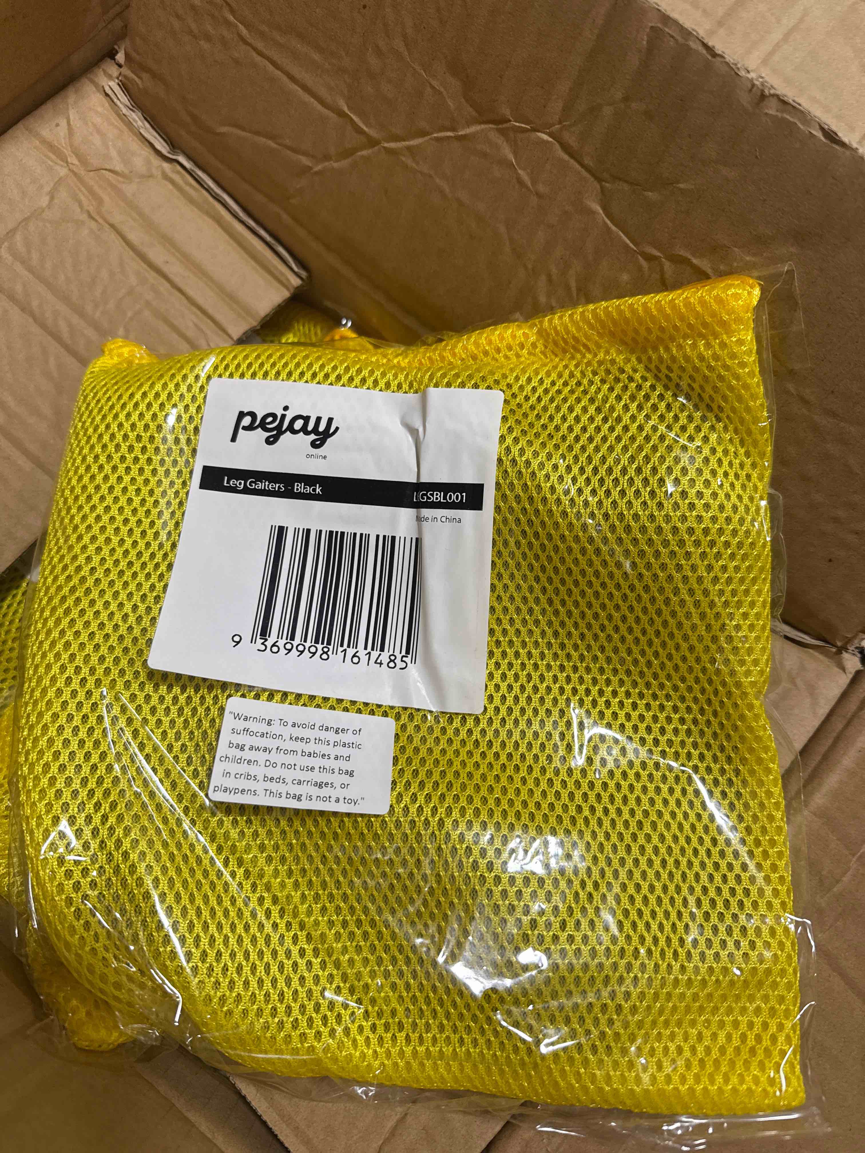 Condition photo showing Brand New for pejay leg gaiters black 