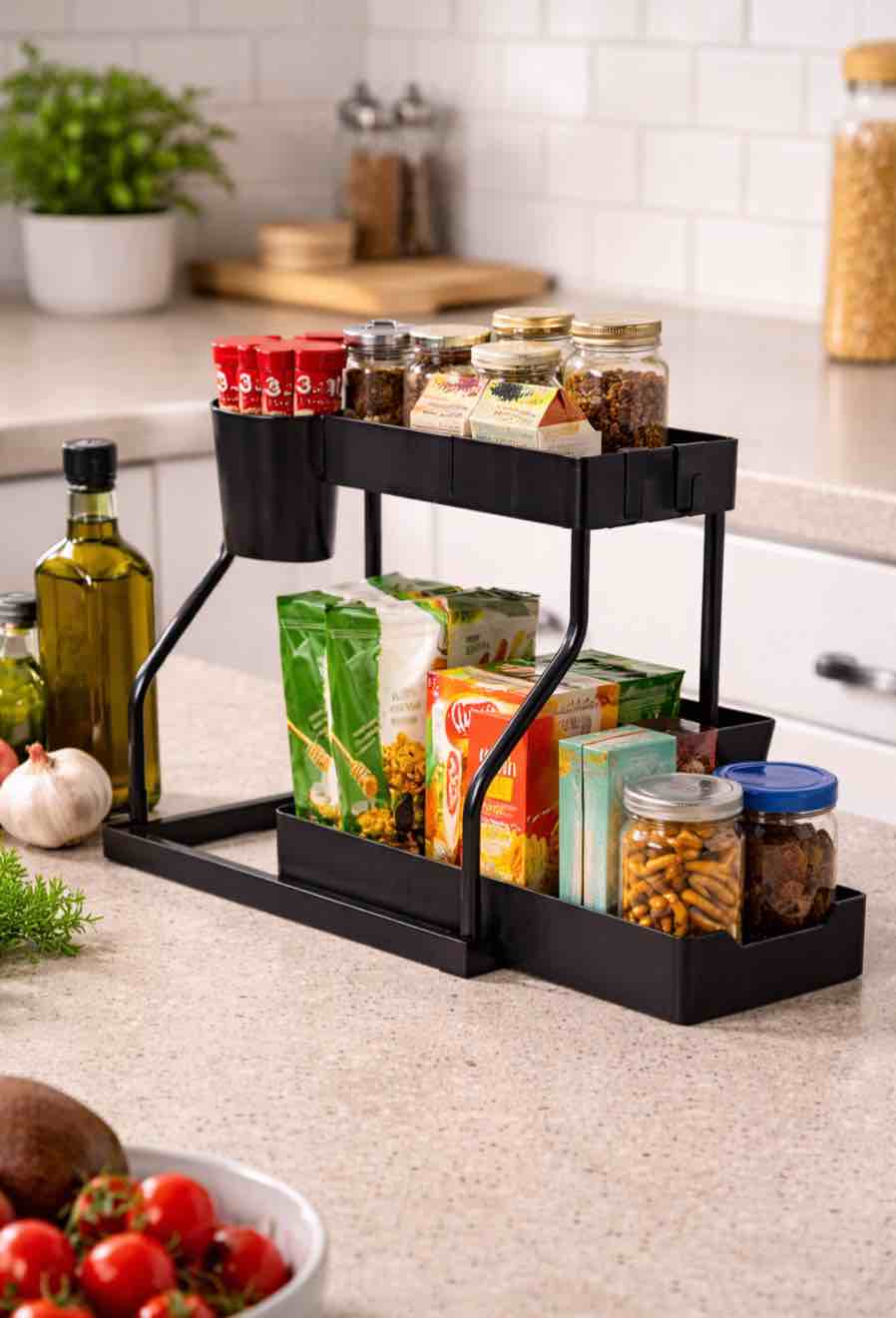 Two Layer Multi Purpose Storage Rack Black 