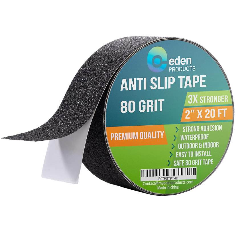 EdenProducts Heavy Duty Anti Slip Grip Tape Roll (2inx20ft), High Traction Anti Slip Tape, Waterproof Outdoor Grip Tape for Stairs, for Skateboards