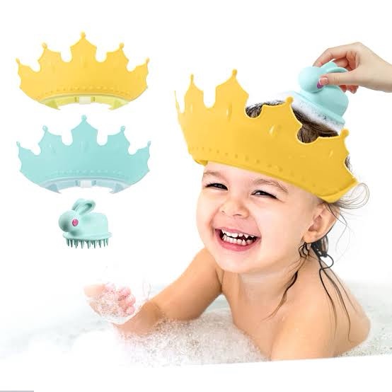 Baby Shower Cap Soft Adjustable Baby Hair Washing Shield Visor for Washing Hair?Shower Bathing Protection Bath Set for Baby (Type A)