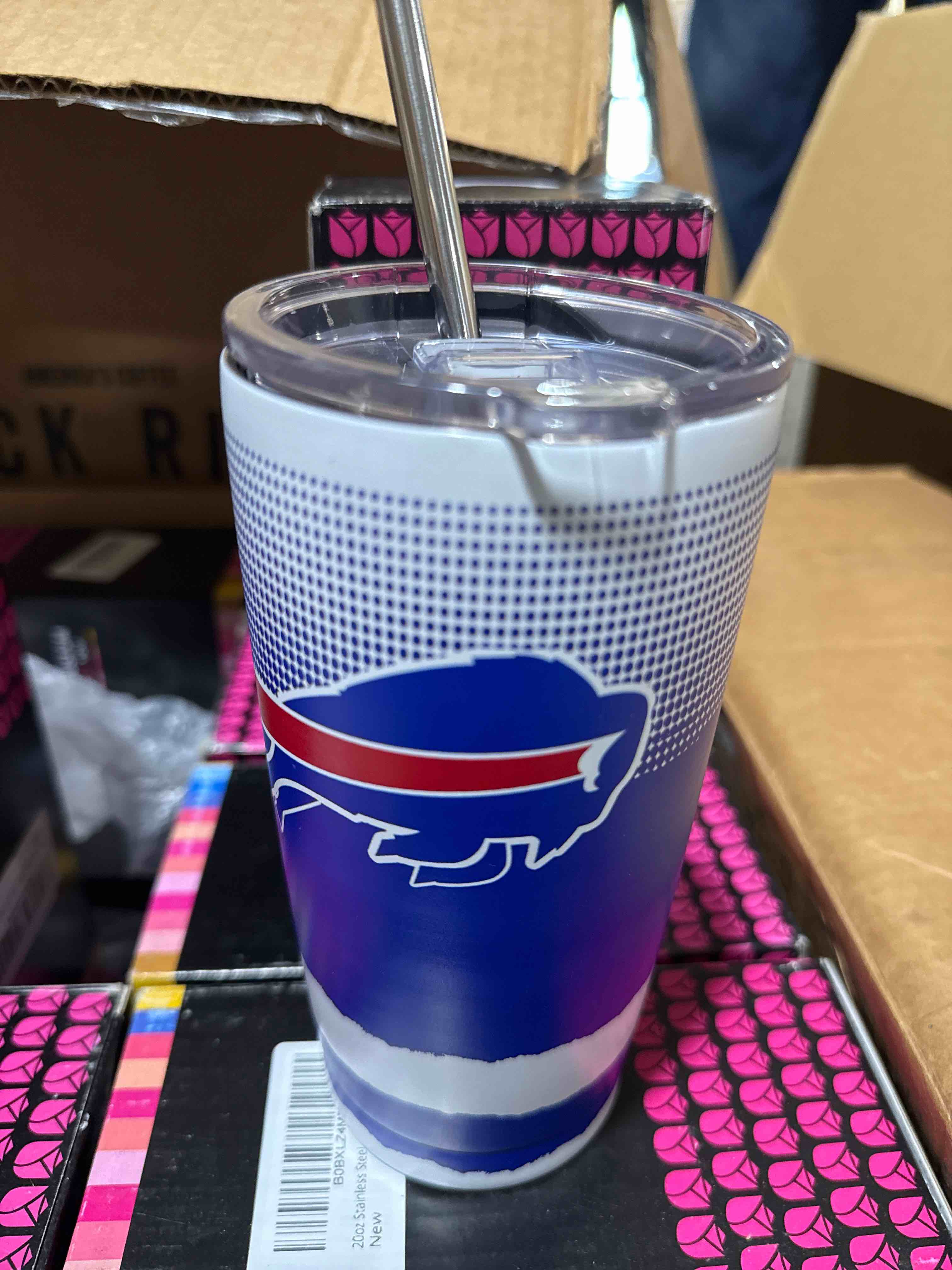 Buffalo Bills stainless Tumblr with stainless steel straw