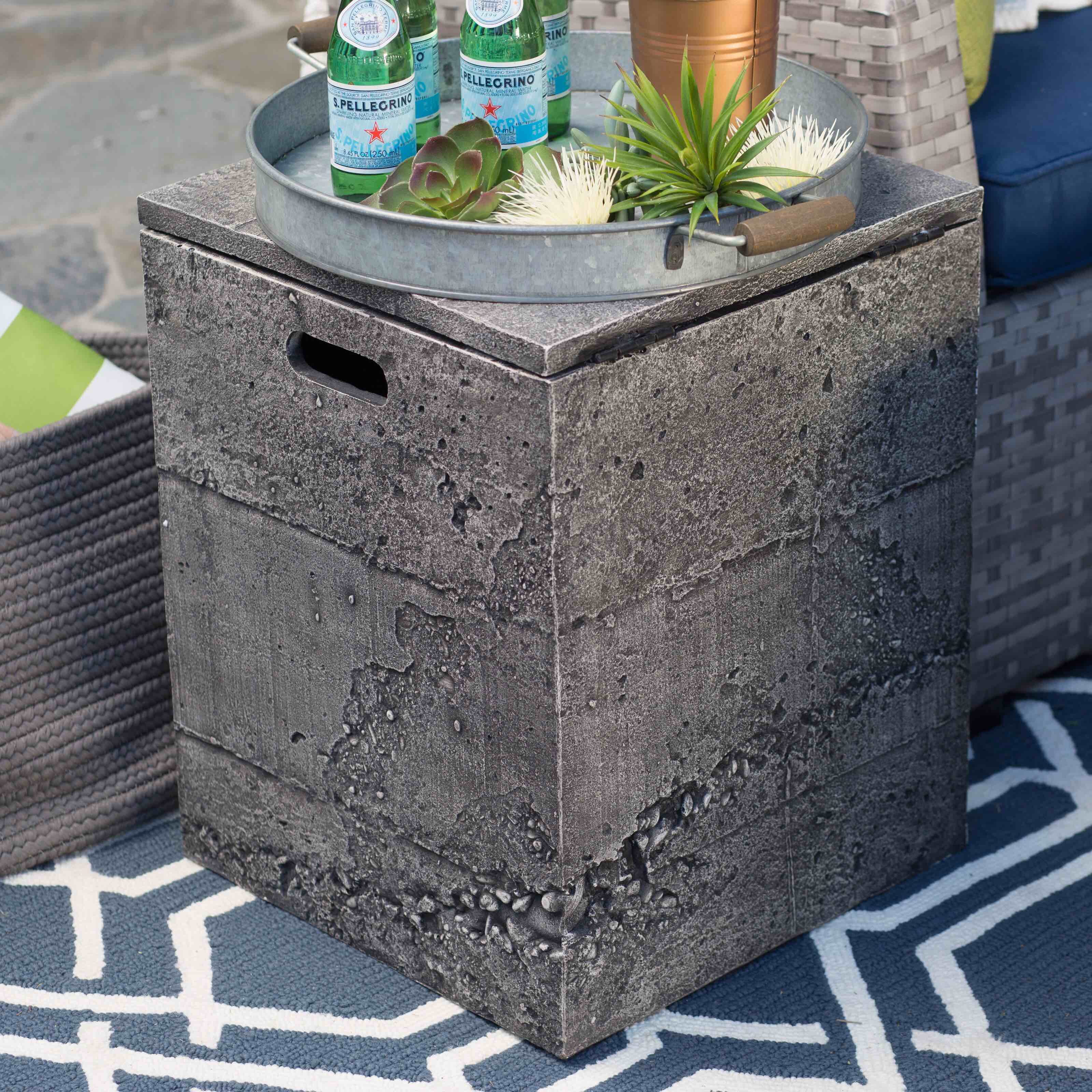 Belham Living Glacier Stone Side Table Tank Cover