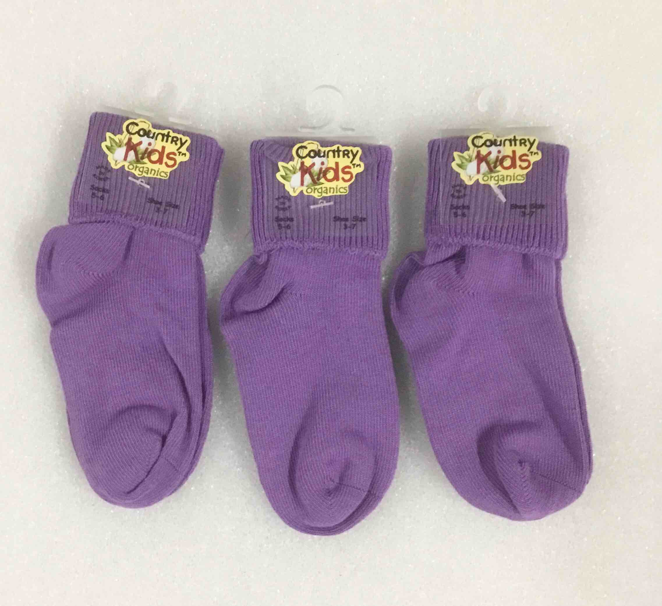 Size 10 + Years 3/Pair Country Kids Organics T-Cuff Purple Socks .