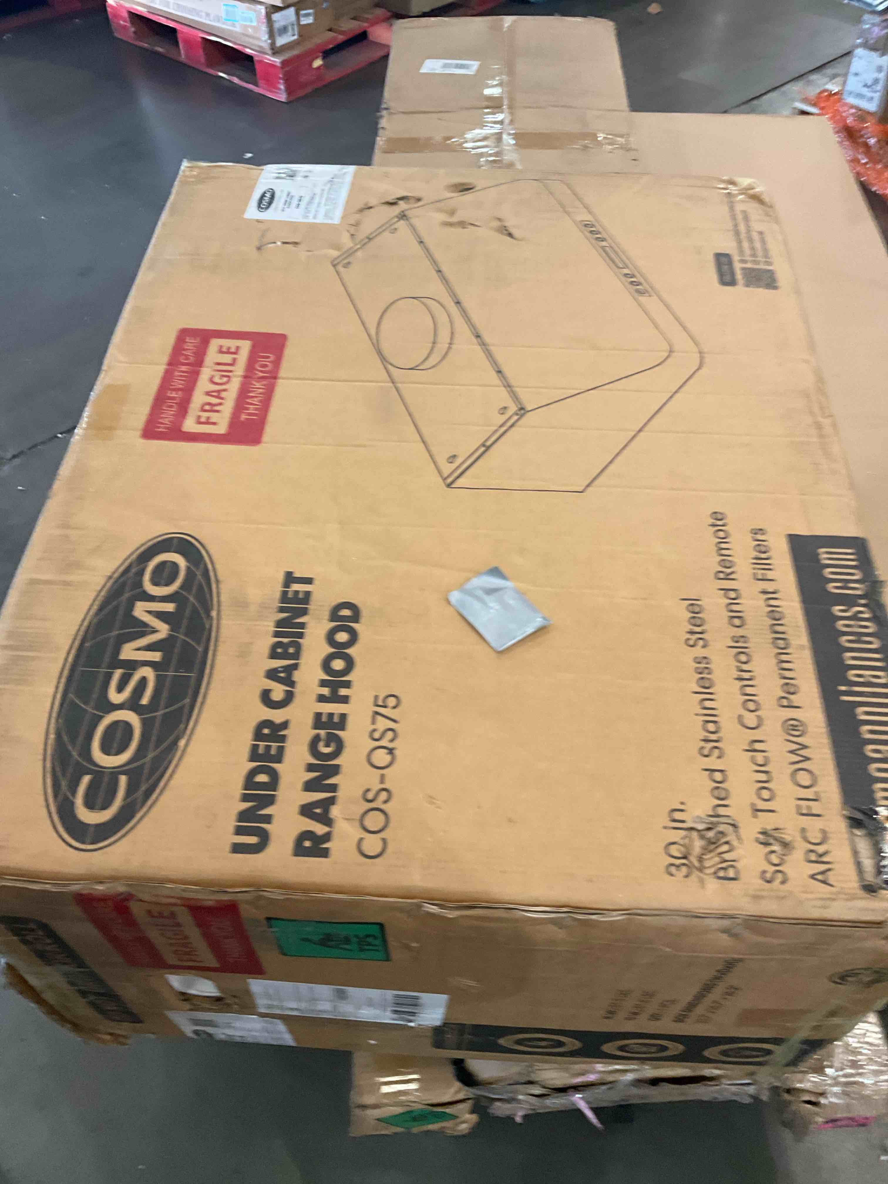 COSMO COS-QS75 30 in. Under Cabinet Range Hood with 500 CFM, Permanent Filters, LED Lights, Convertible from Ducted to Ductless (Kit Not Included) in Stainless Steel 30 inch