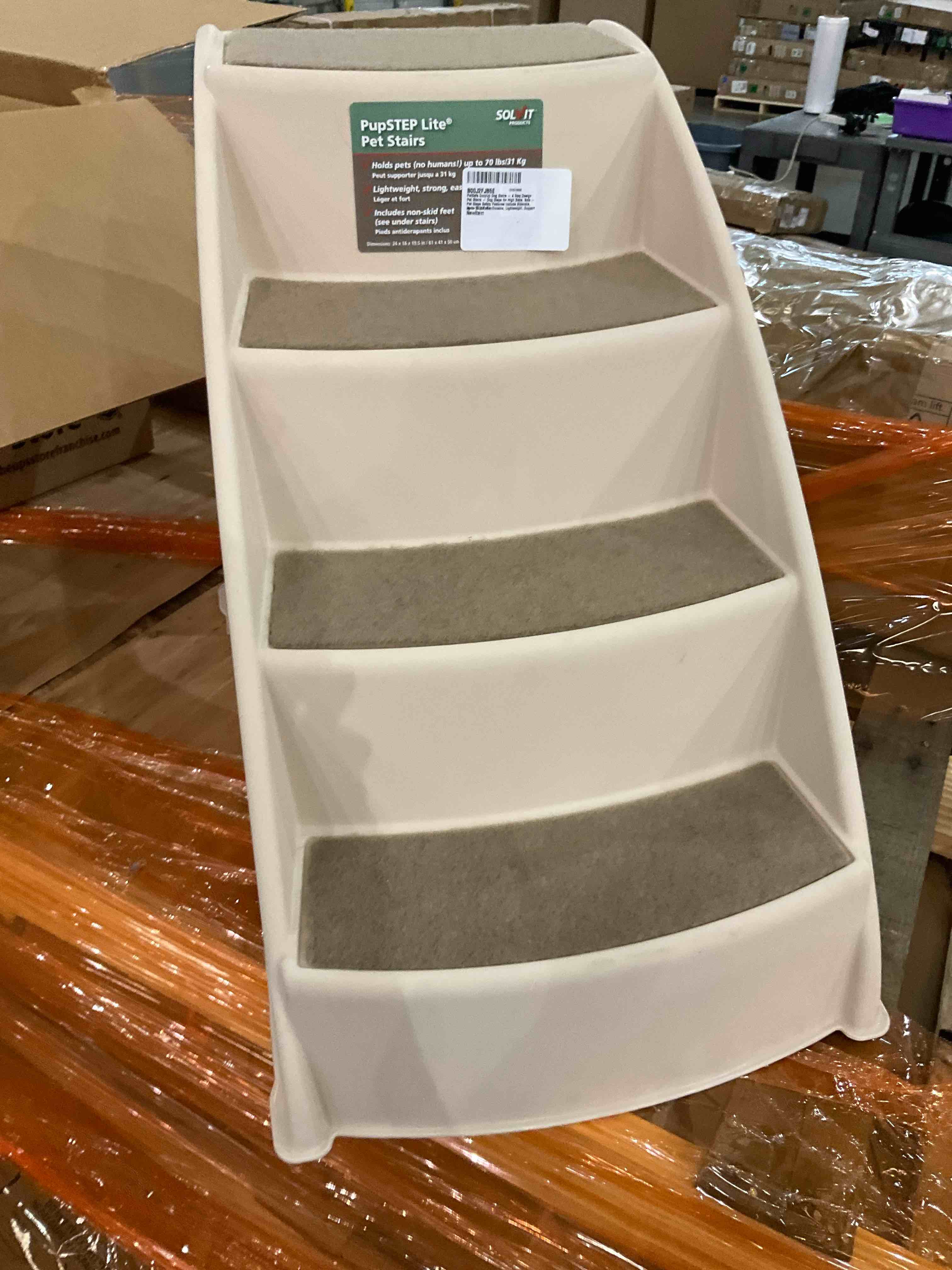 PetSafe CozyUp Dog Stairs - 4 Step Design Pet Stairs - Dog Steps for High Beds, Sofa - Pet Steps Safety Features include Siderails, Non-Slip Pads, Durable, Lightweight, Support up to 70 lbs, Tan