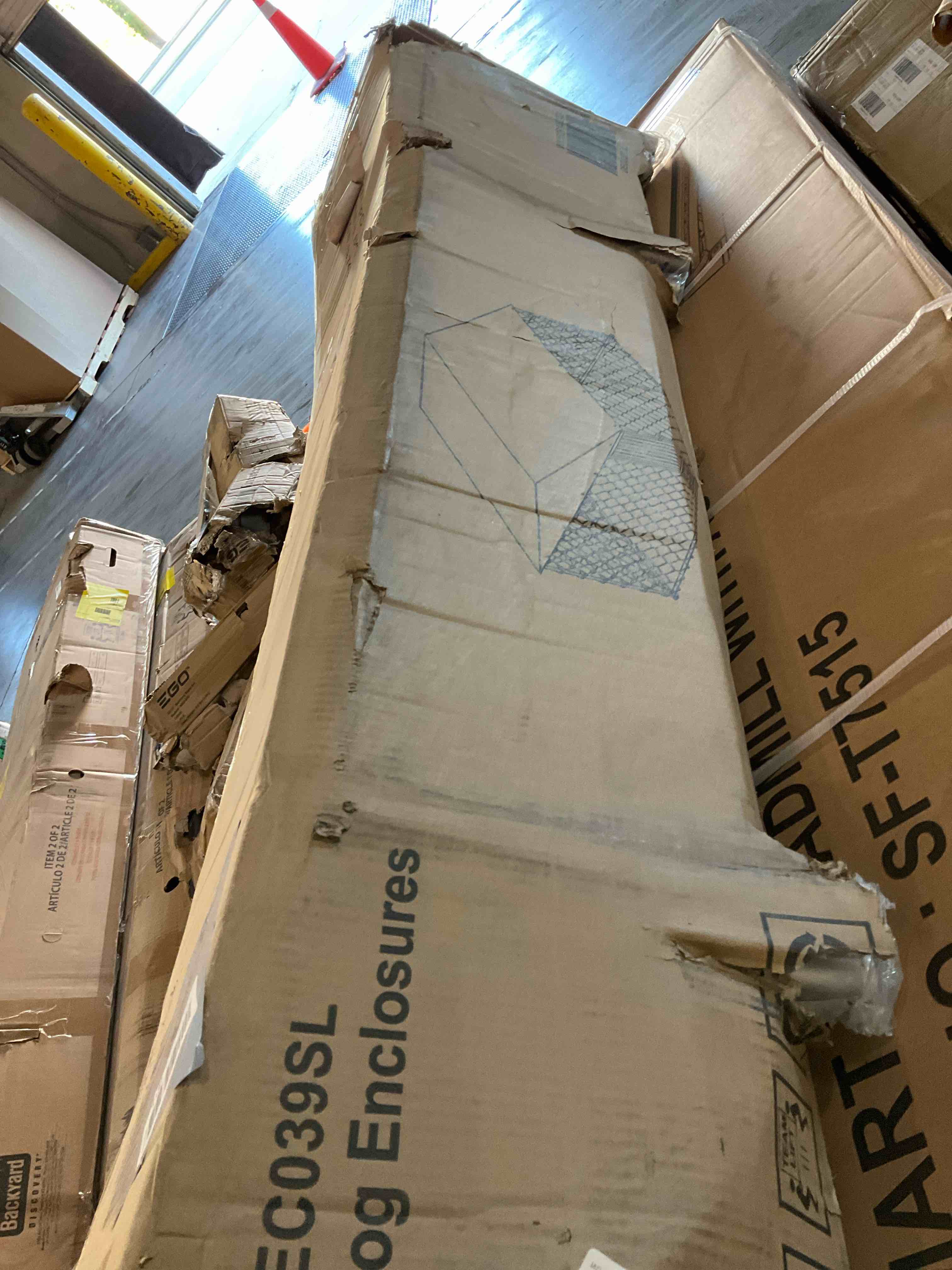 Large Outdoor Dog Kennel, Dog Fence House Enclosure with Waterproof Roof and Secure Lock, Galvanized Steel Heavy Duty Dog Cage, Dog Playpen for Outside Backyard, 118 x 118 x 71 in