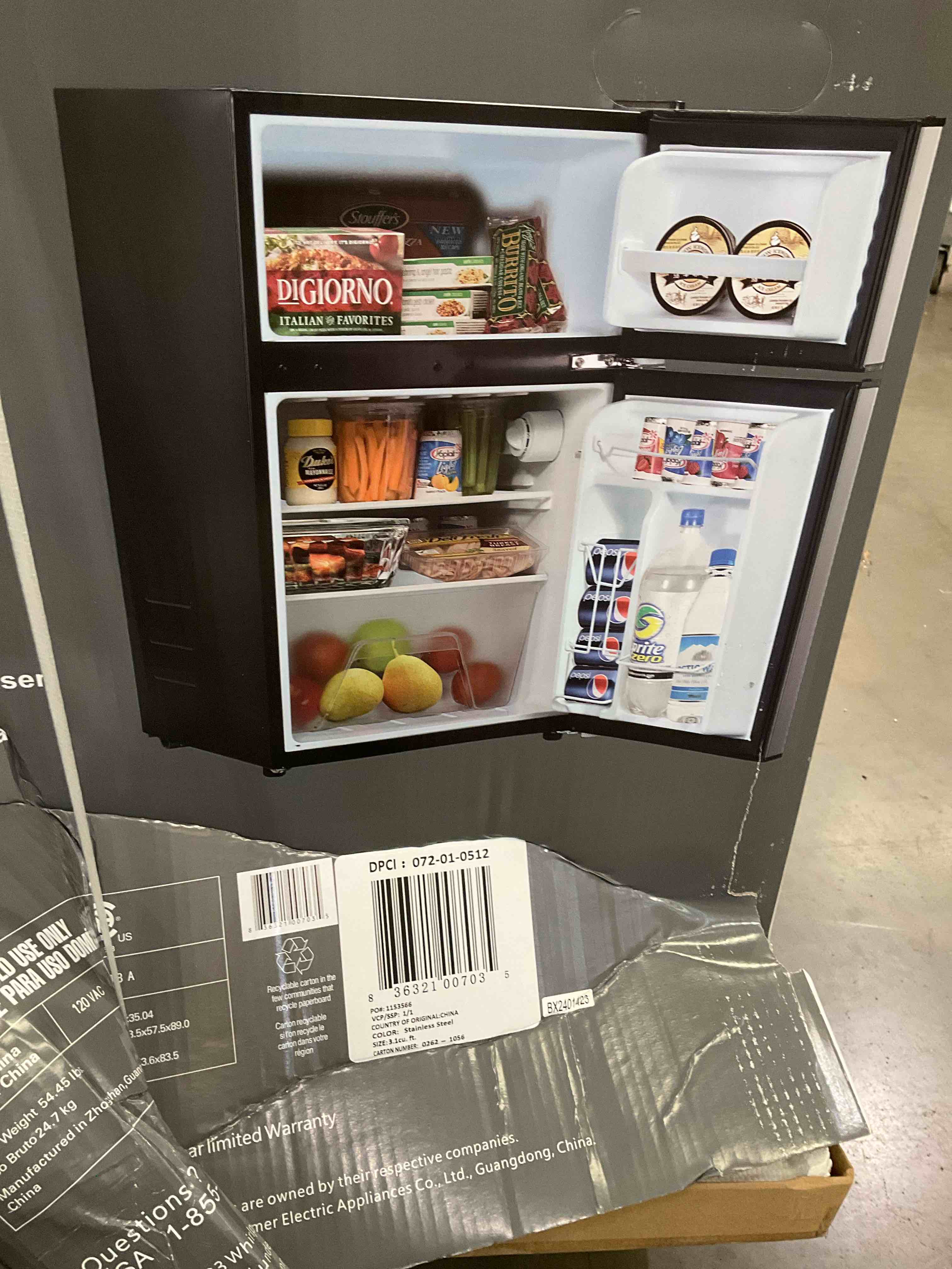 whirlpool fridge and freezer 3.1 cubic feet 