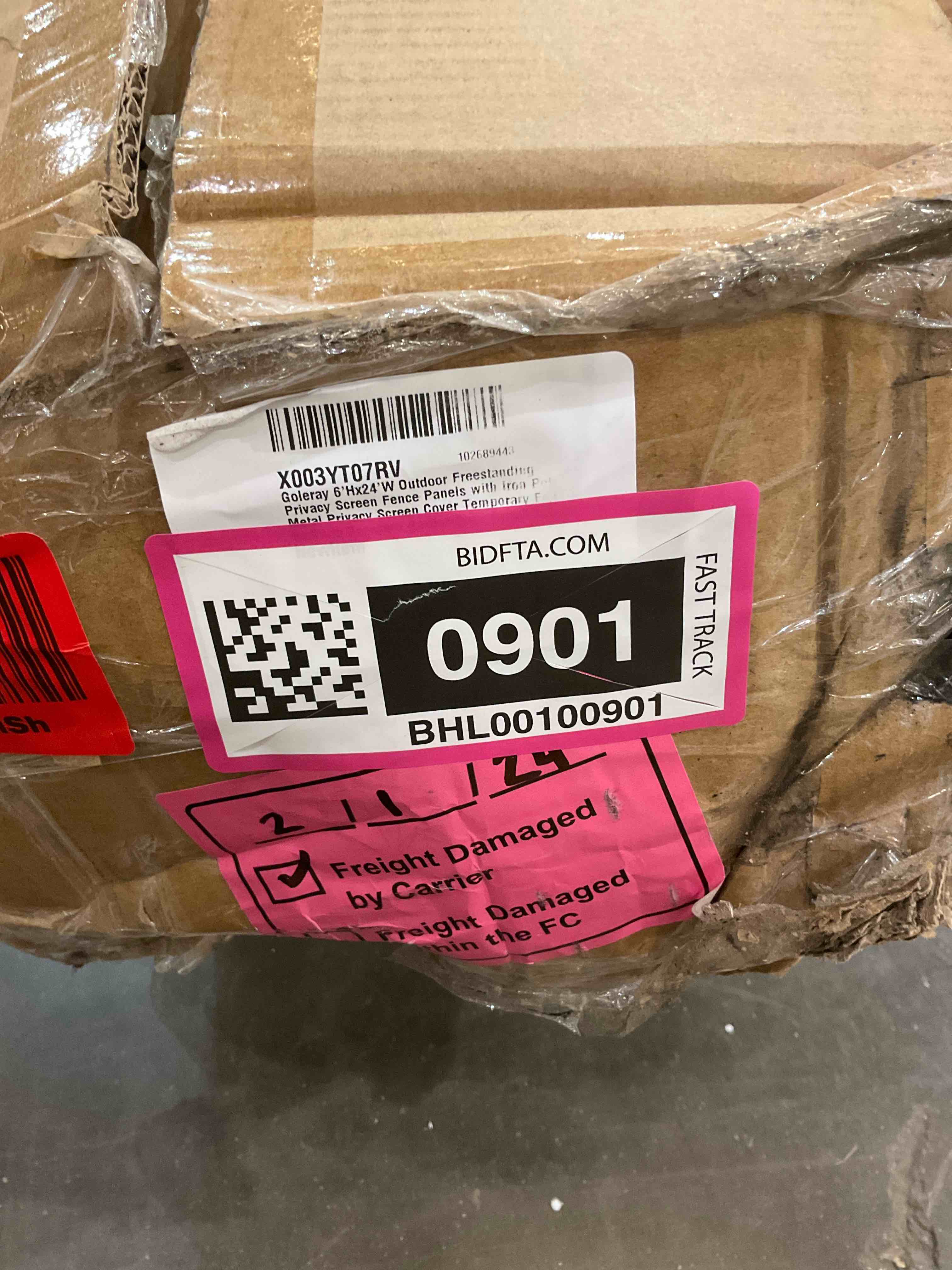 06’x24’ iron poles metal fence light gray