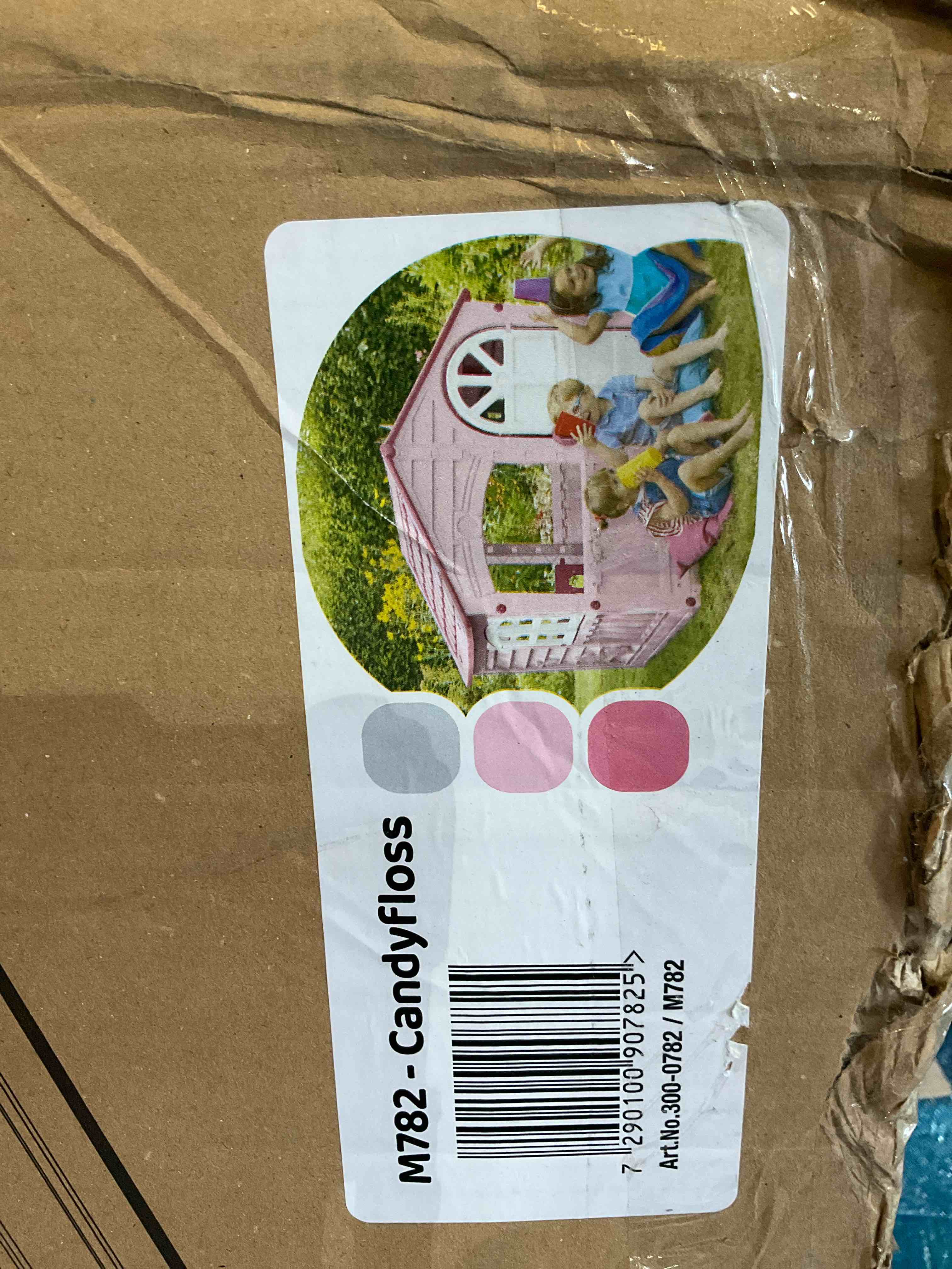 Palplay House of Fun Playhouse for Kids – Indoor Outdoor – Working Door and Windows – pink and white Color Twilight Color – Toddlers Age 2 and Up