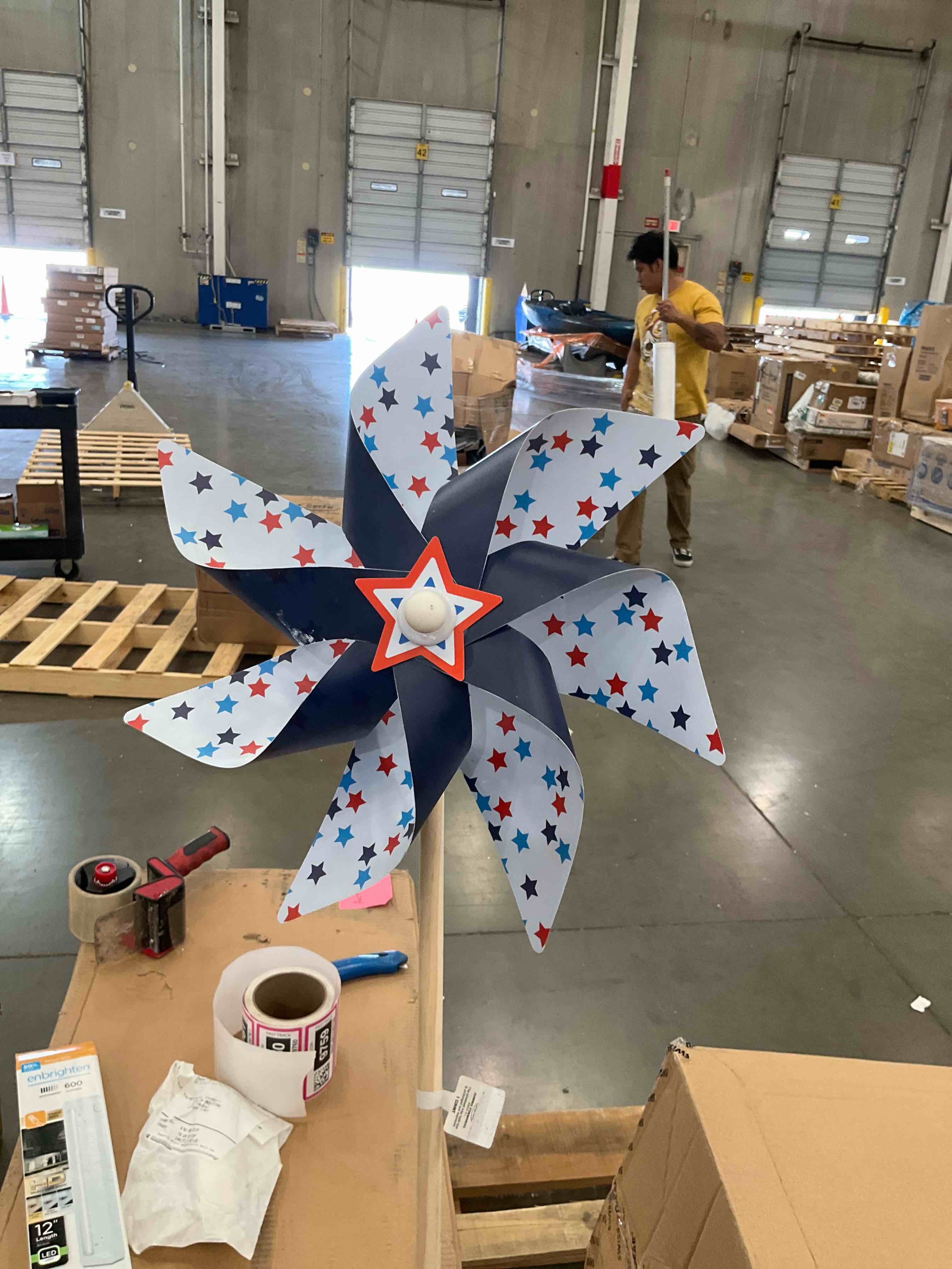 Stars and Stripes Pinwheels, Set of 12, Red, White, and Blue, Independence Day Decorations, July 4th Décor for Yard, Garden, Lawn, Patriotic Party Favors for Kids