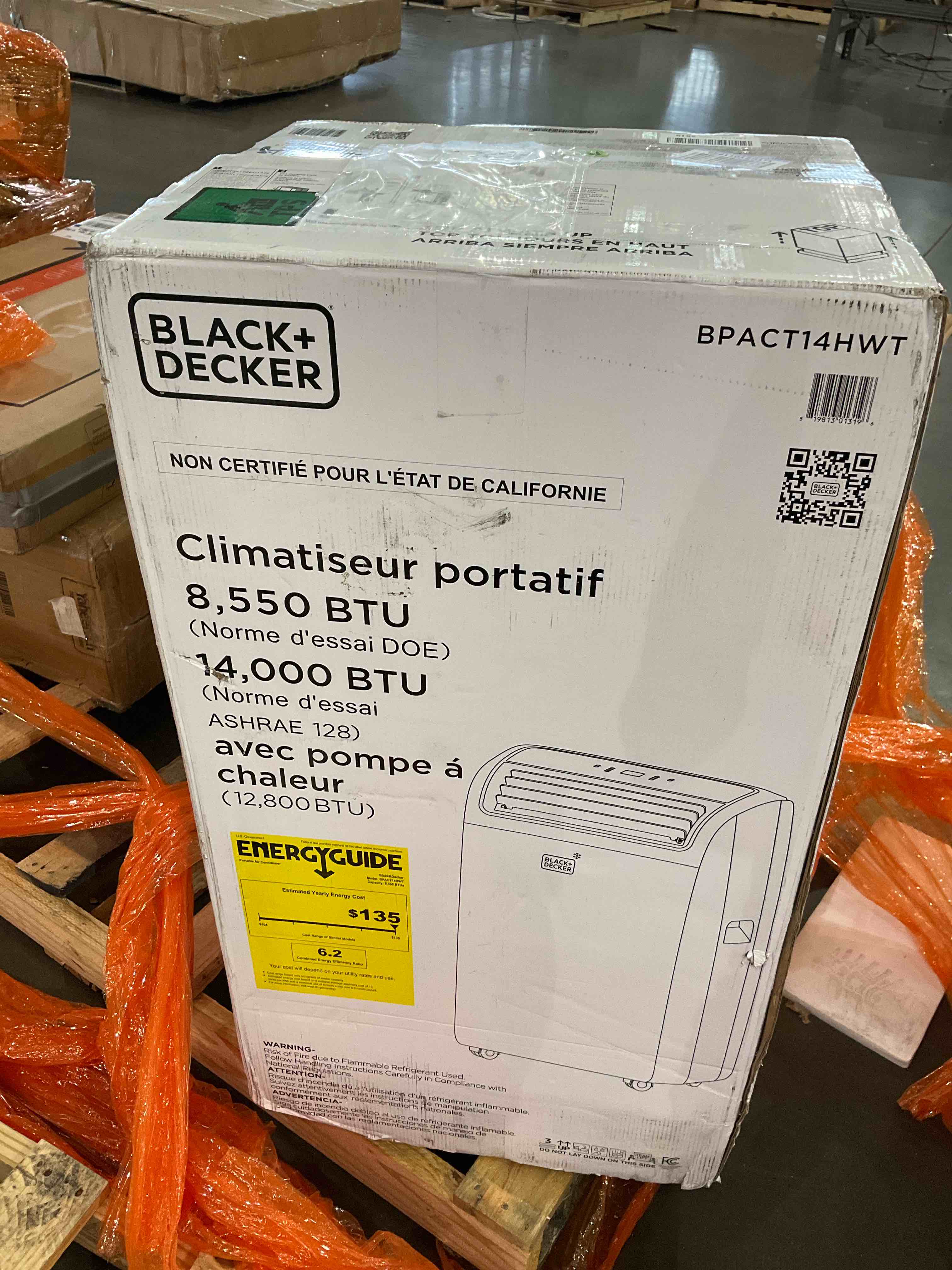 BLACK+DECKER 7,700 BTU DOE (14,000 BTU ASHRAE) Portable Air Conditioner with Heat and Remote Control, White