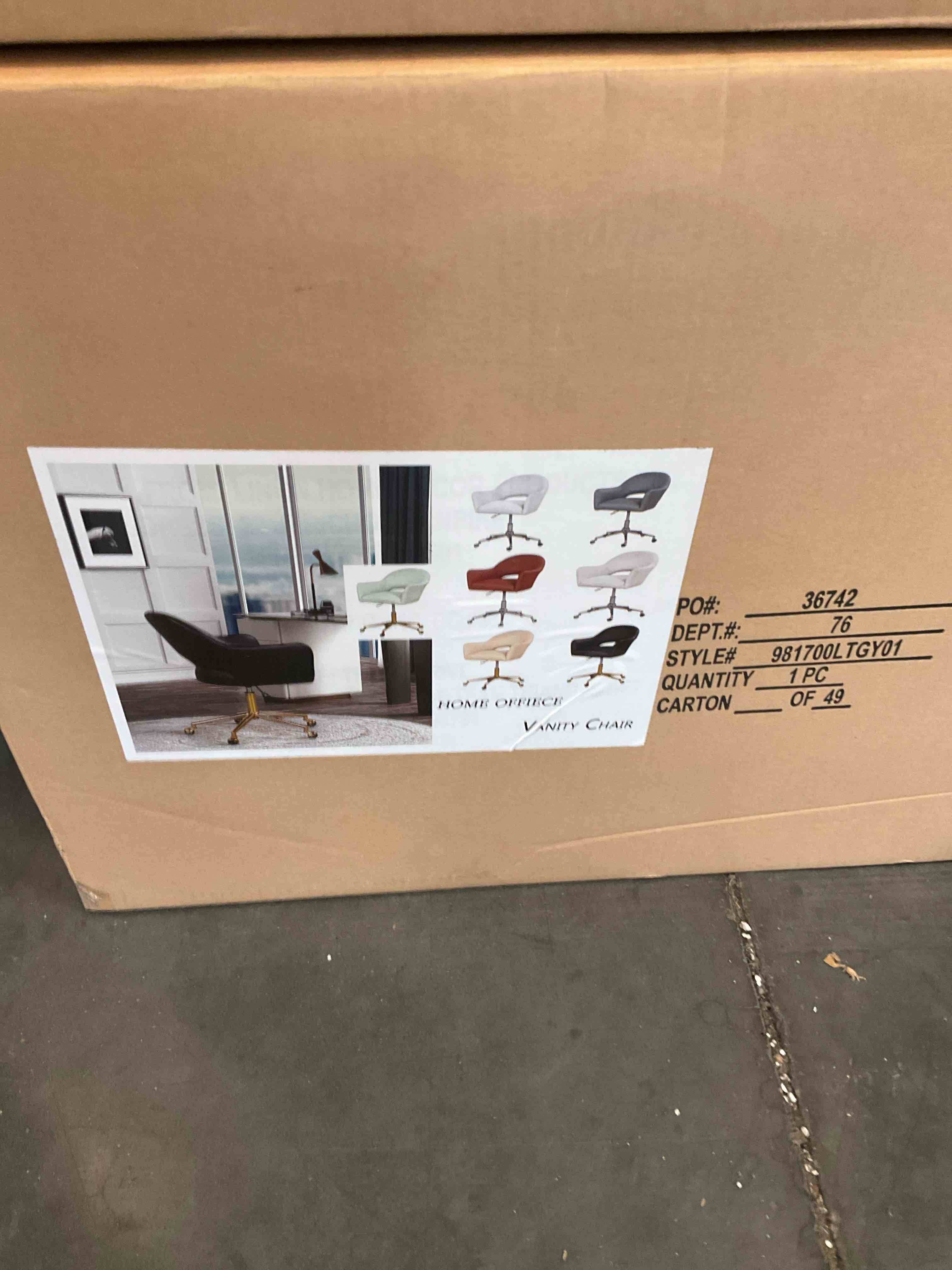 Home Office Chair, Vanity Chair with Back and PU Leather Upholstered, Swivel Comfy Desk Chair with Rolling Wheels for Office,Study, Vanity, Bedroom, light gray