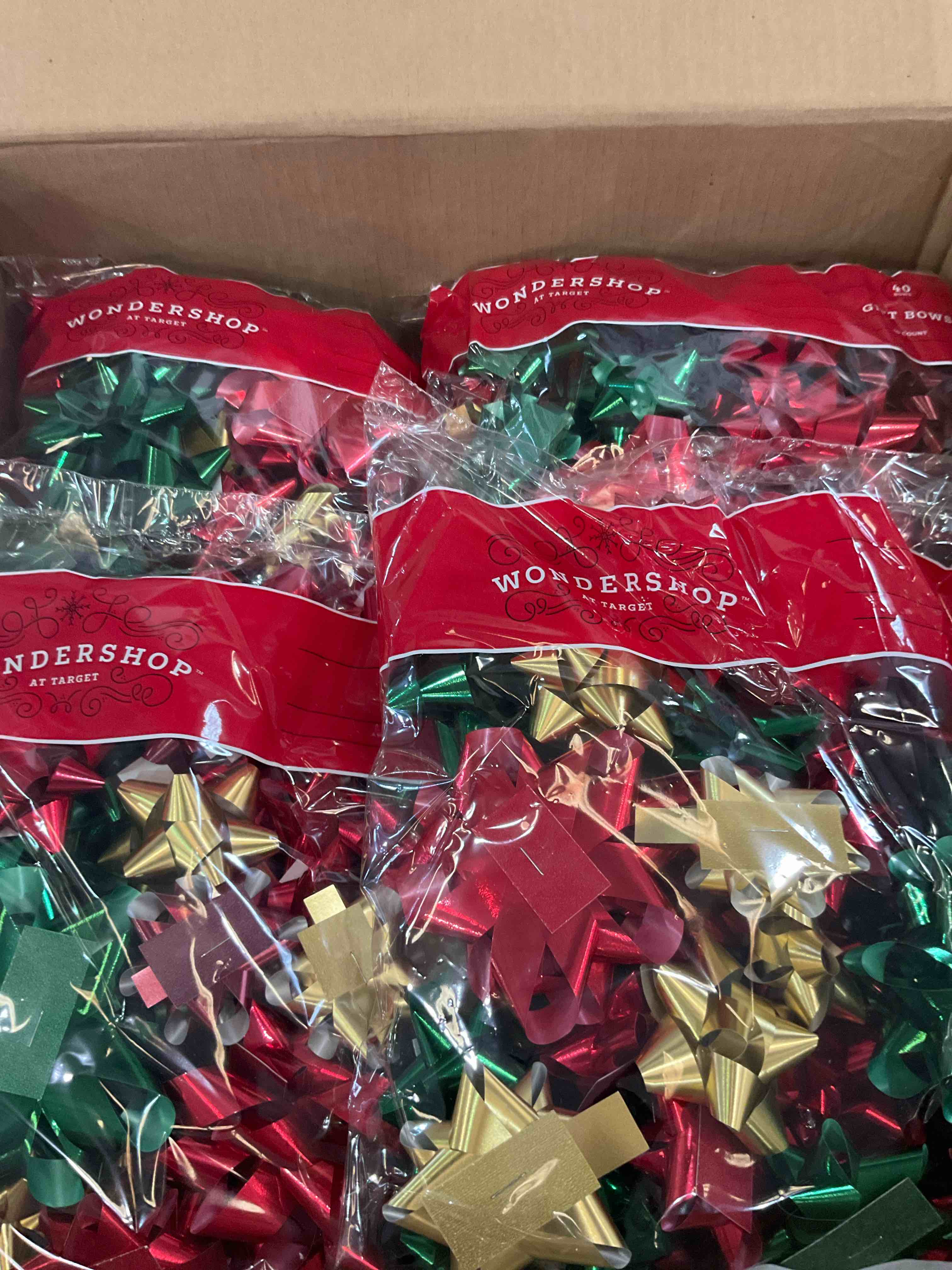 case of Christmas bows 