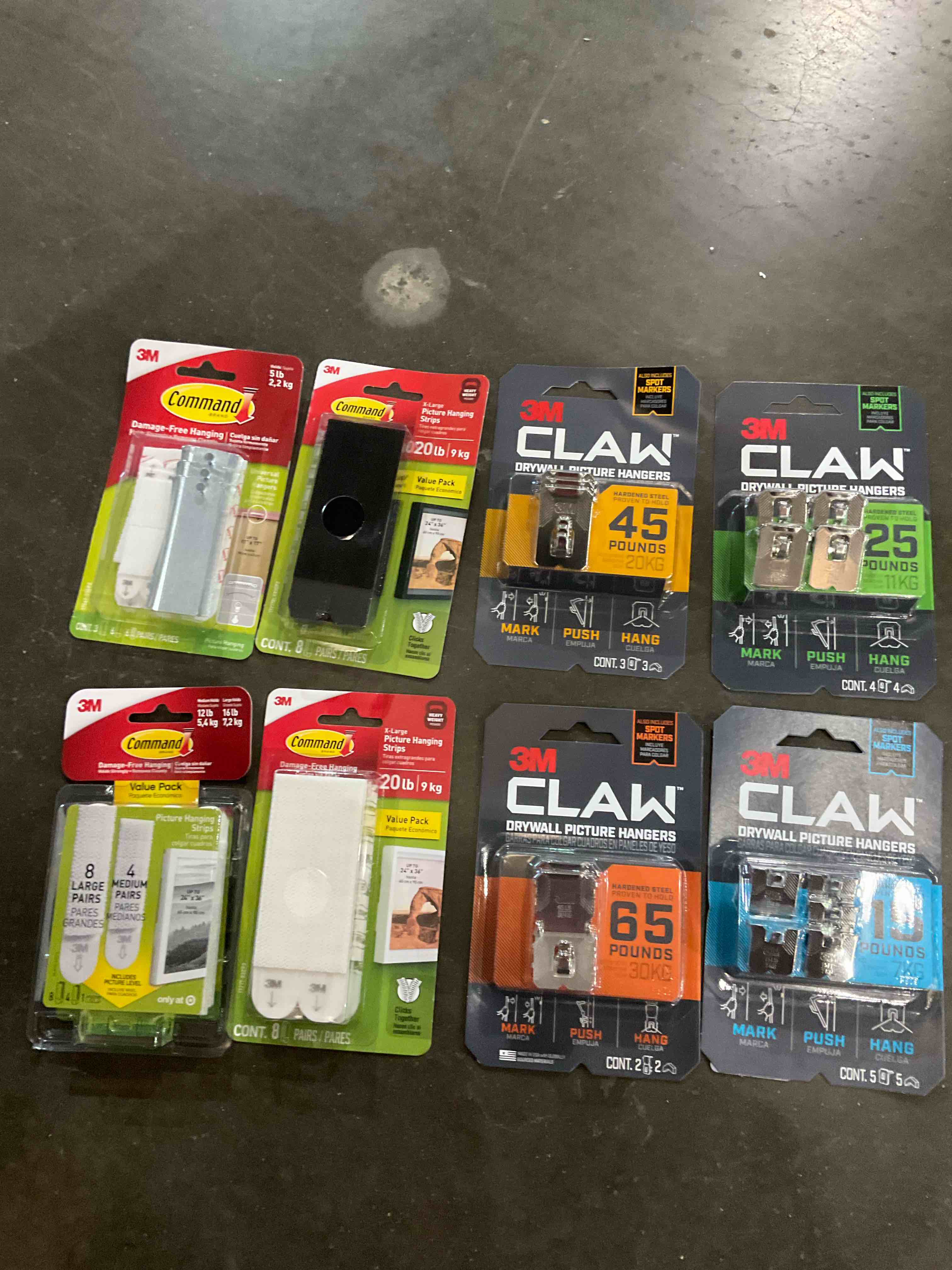 3m claw drywall picture hangers and picture hanging strips