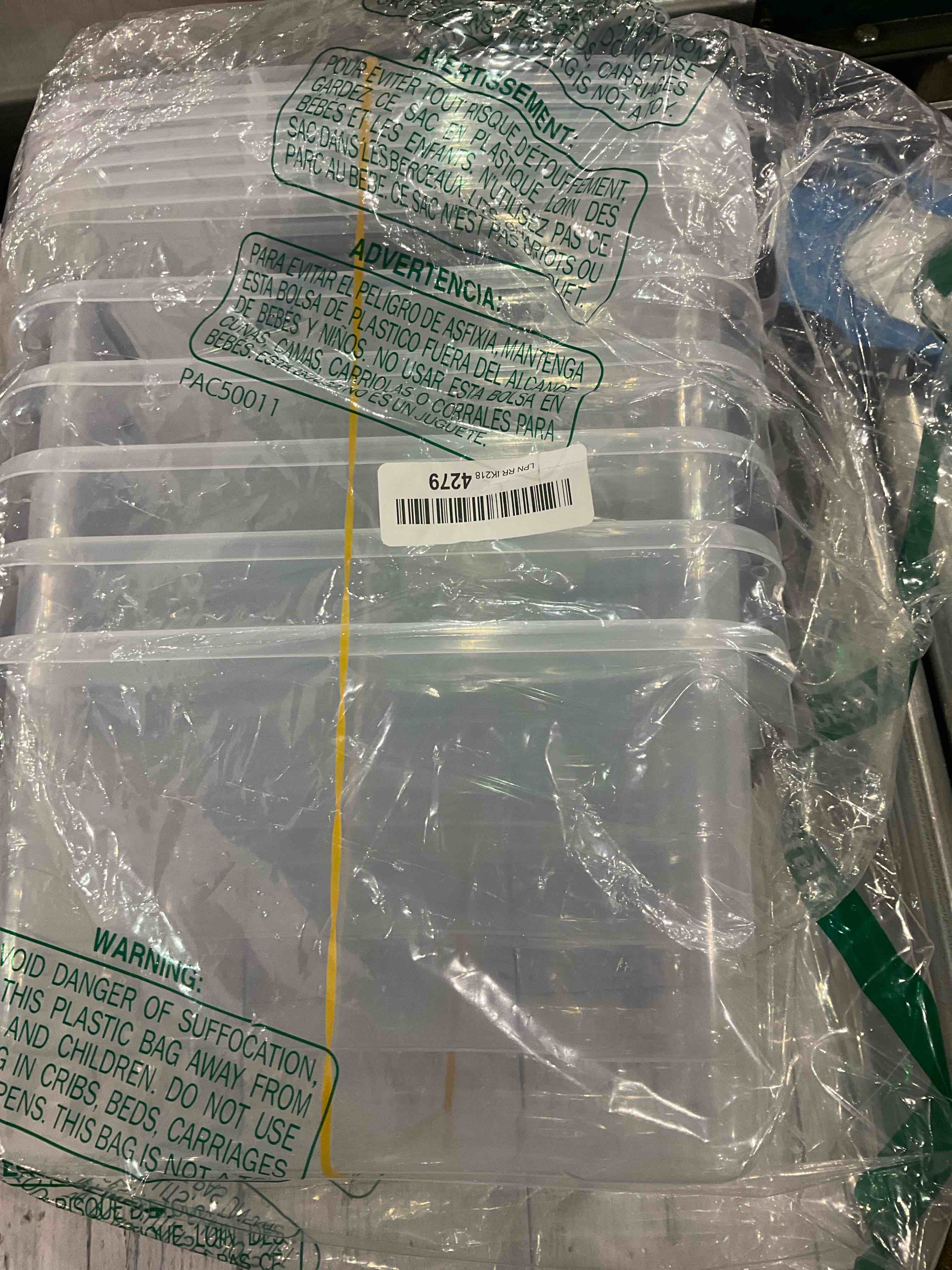 Minekkyes 6-Pack Home Storage Bins, Plastic Container, Latching Box with Handle (Grey handle)