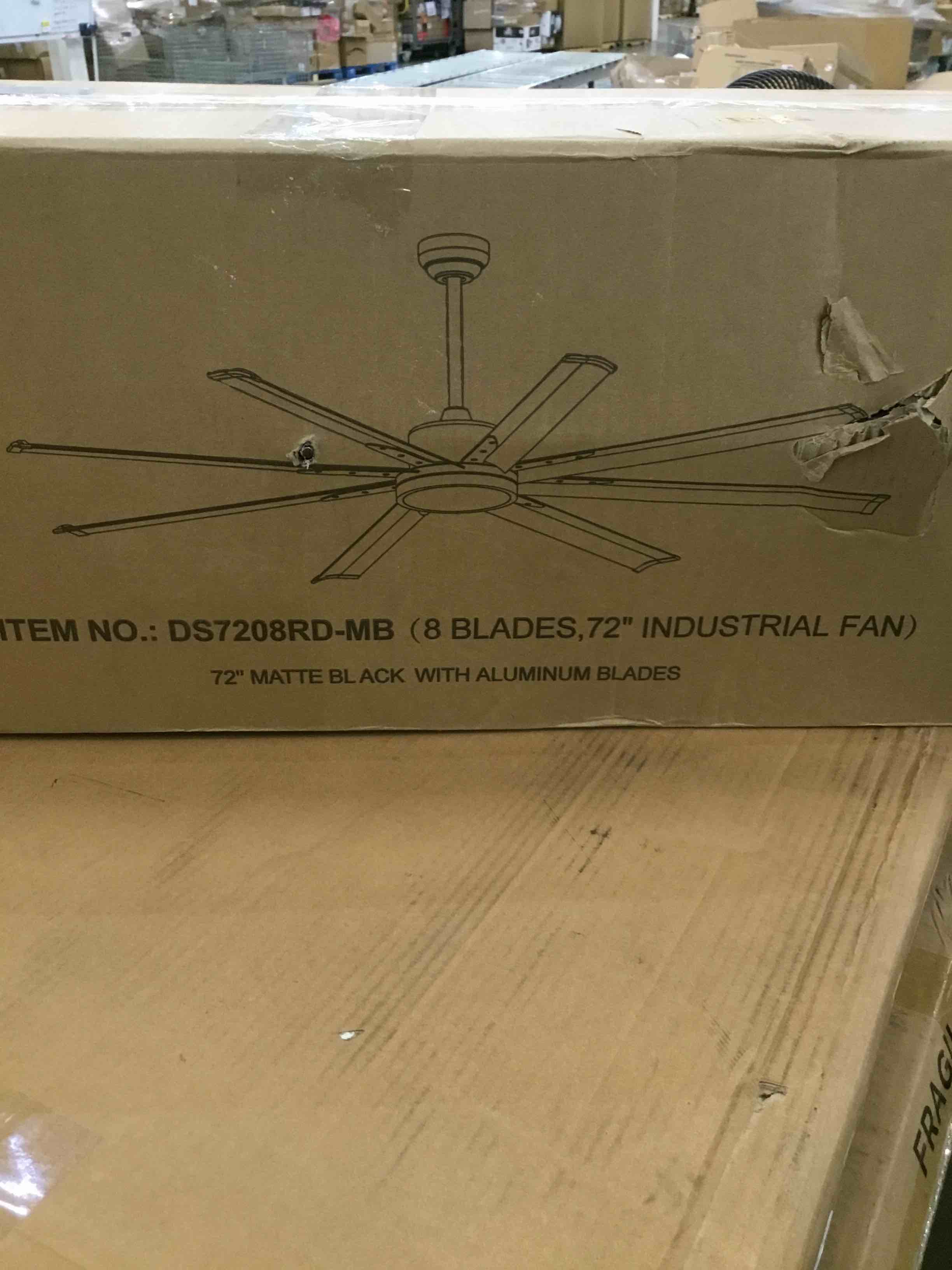72 Inch Industrial DC Motor Ceiling Fan with LED Light, ETL Listed Damp Rated Indoor or Covered Outdoor Ceiling Fans for Living Room Basement Sunroom Porch Patio, 6-Speed Remote Control, Black