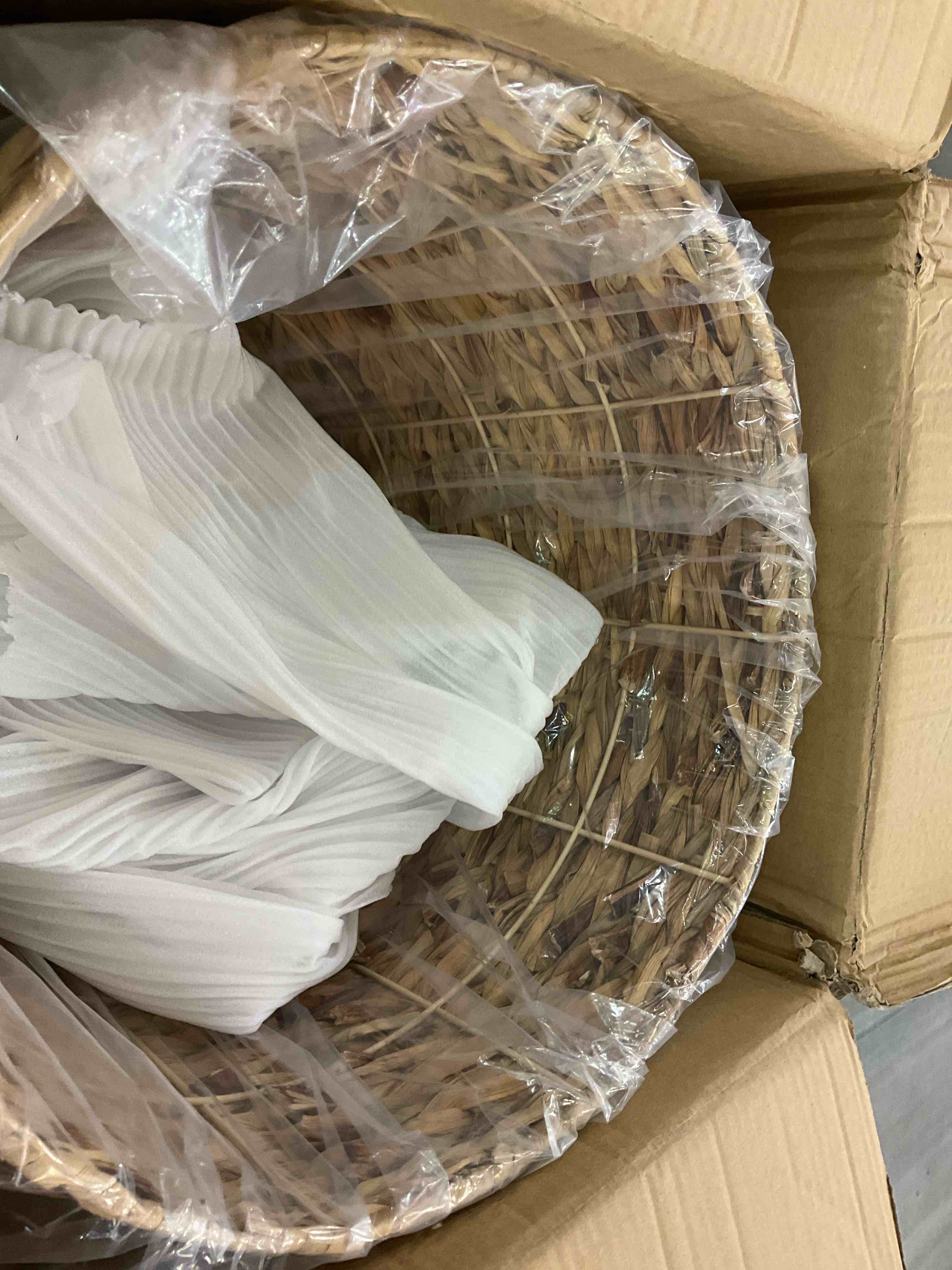 Hand Woven Rattan Basket Pendant Lighting Fixture, Bohemian Large Weaving Dome Natural Ceiling Hanging Light, Farmhouse Coastal Adjustable Chandelier for Kitchen Island Dining Room