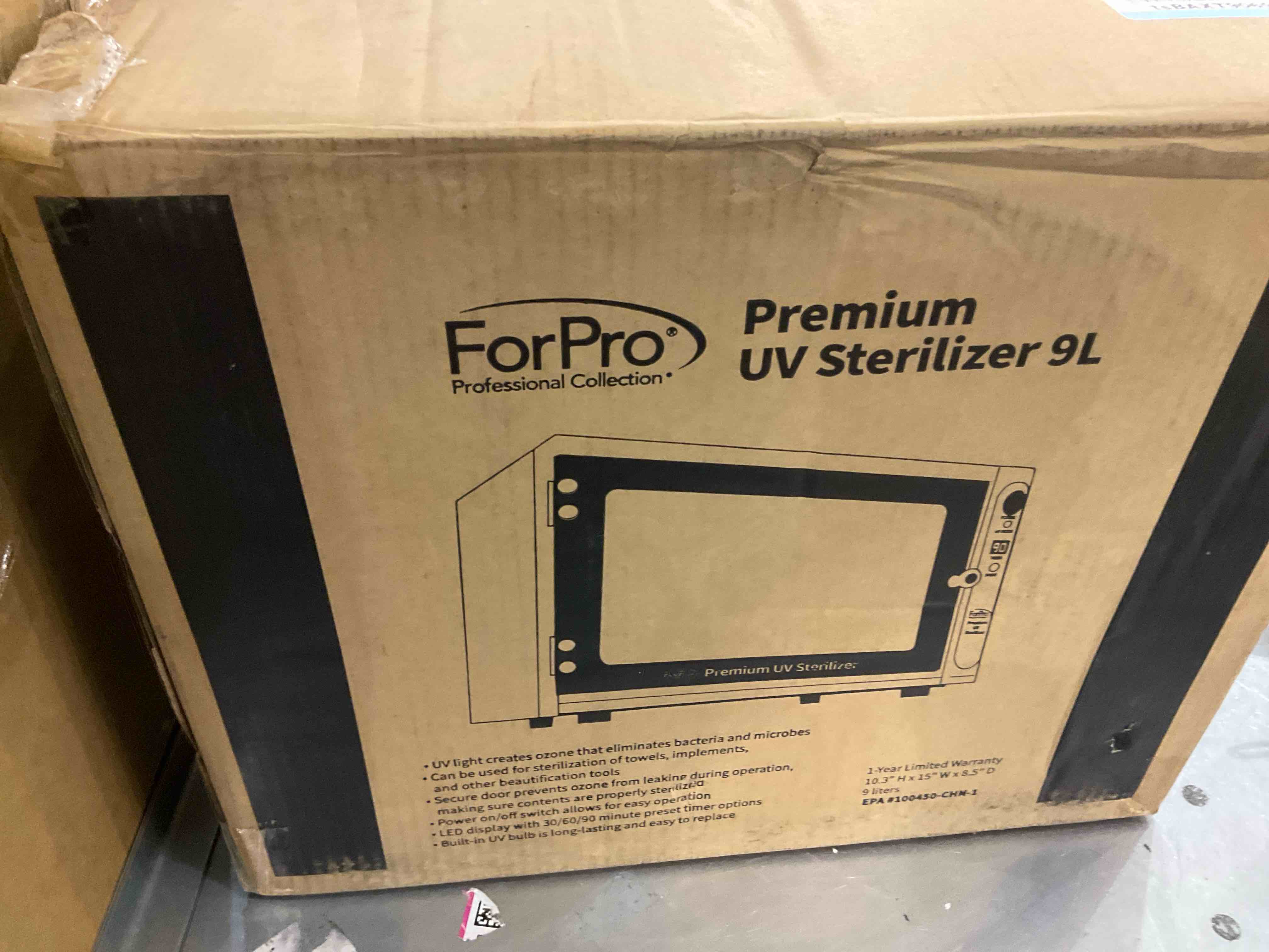 ForPro Premium UV Sterilizer, Large 9L Capacity, Eliminates Bacteria & Microbes, Sterilizes Towels & Implements, 10.3� H x 15� W x 8.5� D