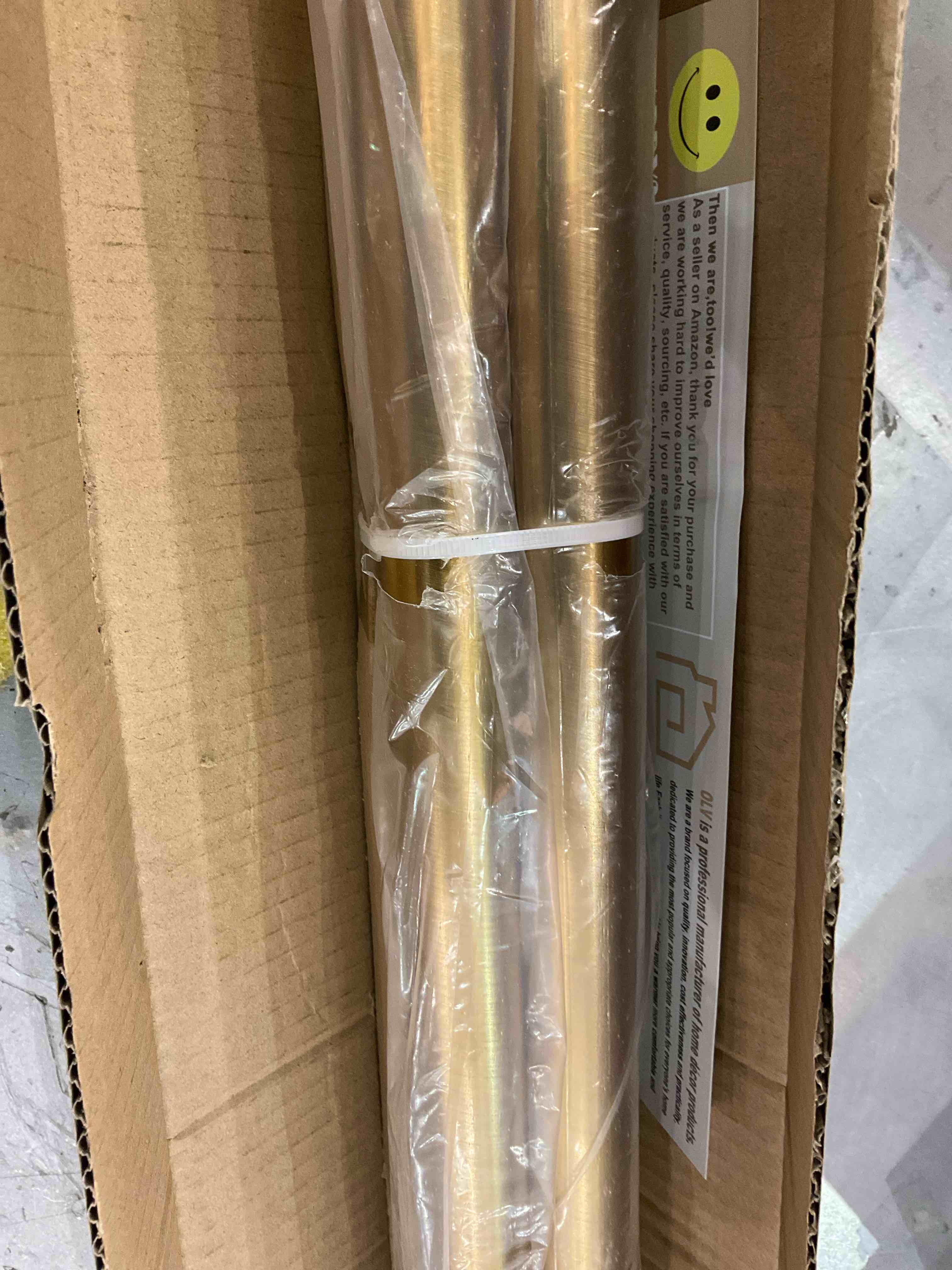 OLV 2 Pack Gold Rods for Window 28-48 inch, Adjustable Single Window Curtain Rods with End Cap Design Finials,Drapery Rods of Window Treatment,1 inch Diameter,Warm Gold