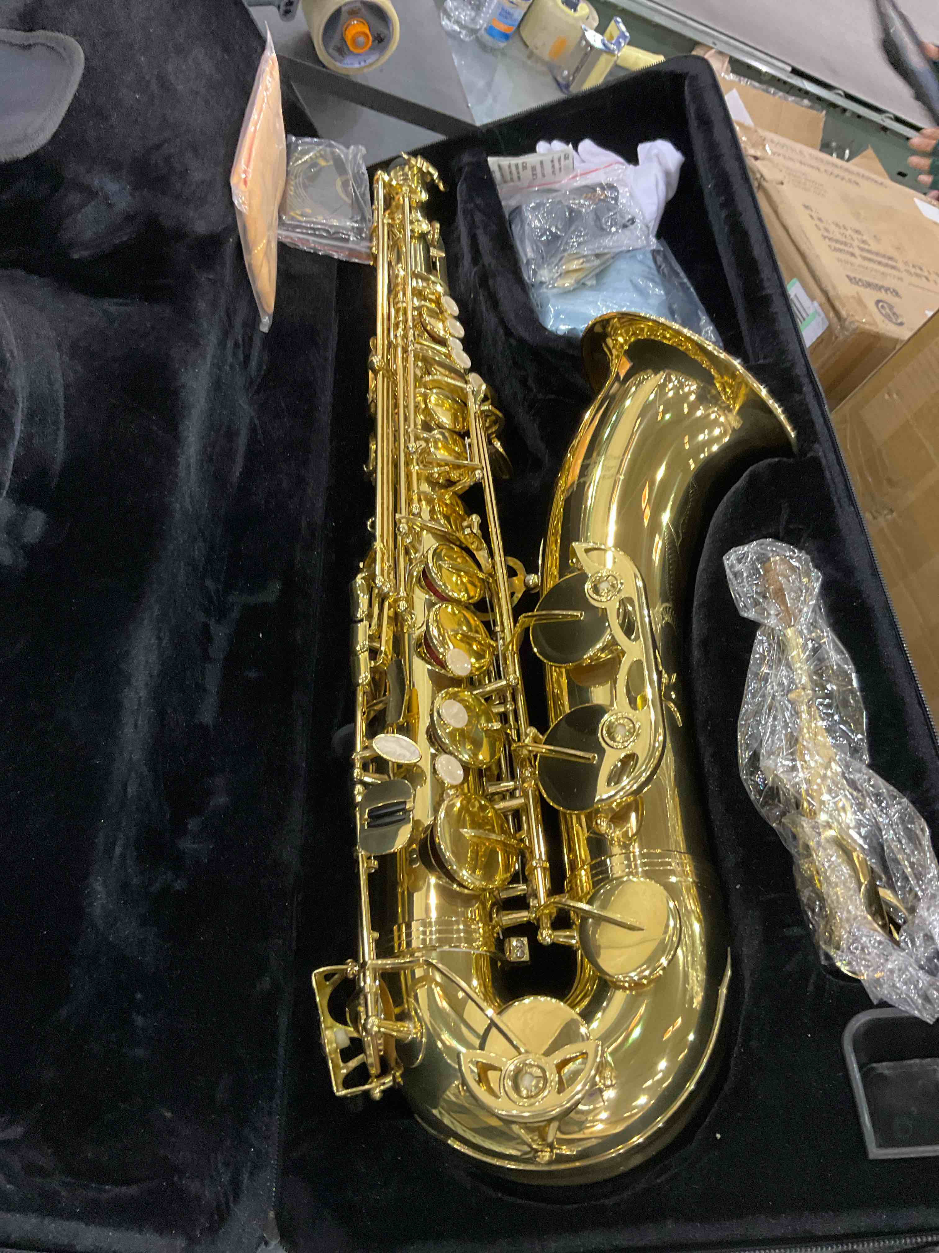 Eastar Tenor Saxophone Student Tenor Saxophone Bb Tenor Sax B Flat Gold Lacquer Beginner Saxophone With Cleaning Cloth,Carrying Case,Mouthpiece,Neck Strap, Reeds, Full Kit, TS-?