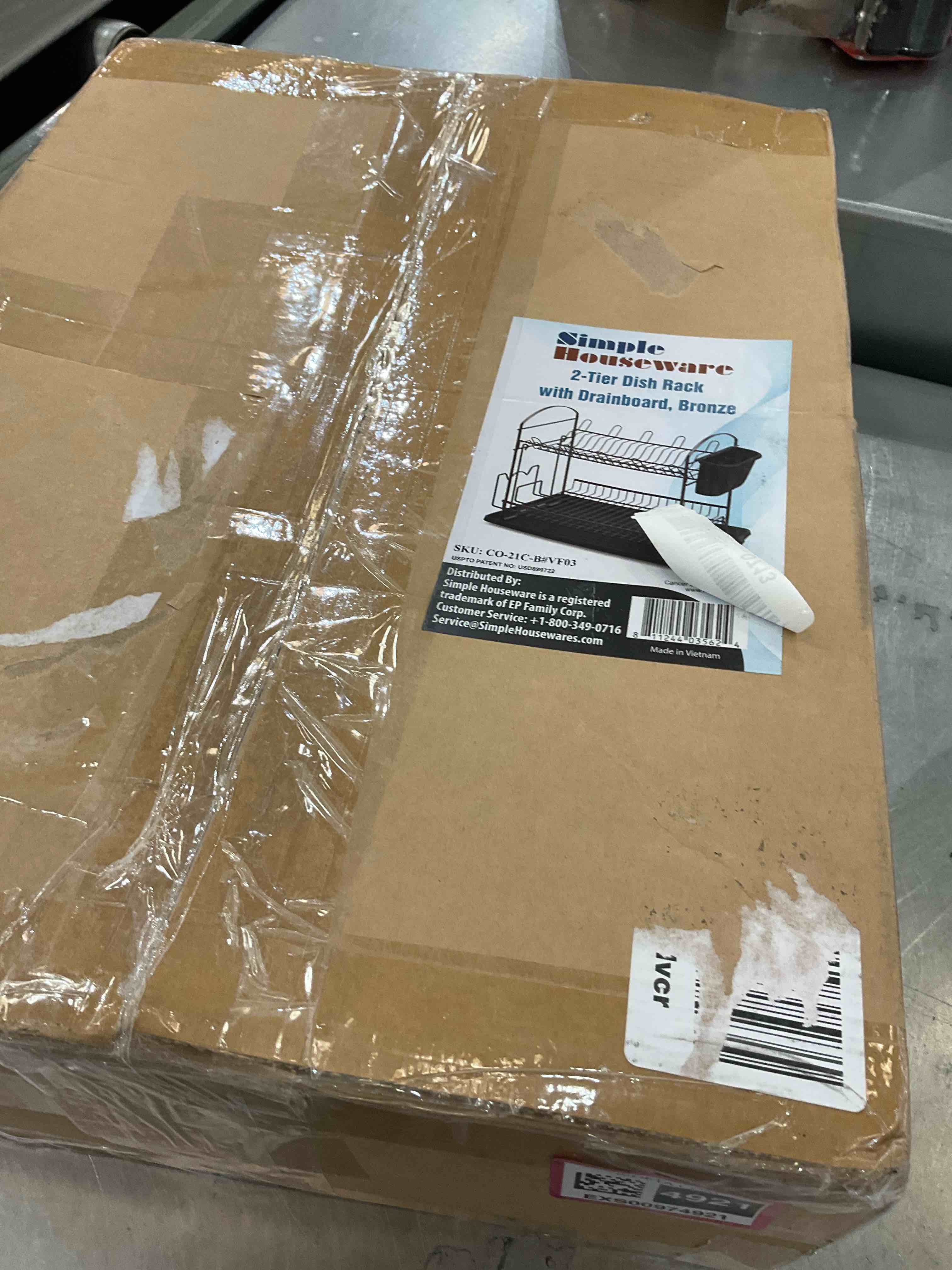 Simple Houseware 2-Tier Dish Rack with Drainboard, Bronze