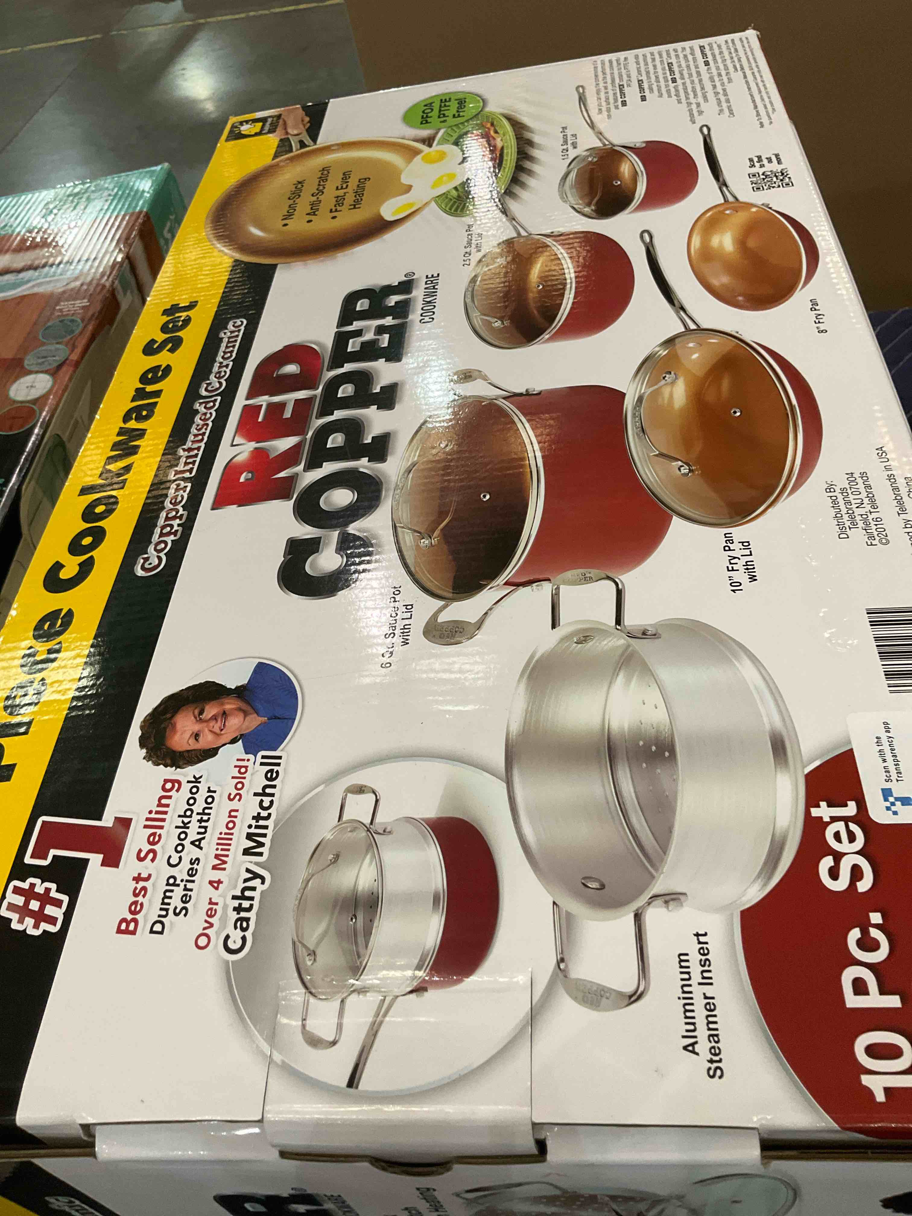 BulbHead Red Copper 10 PC Copper-Infused Ceramic Non-Stick Cookware Set