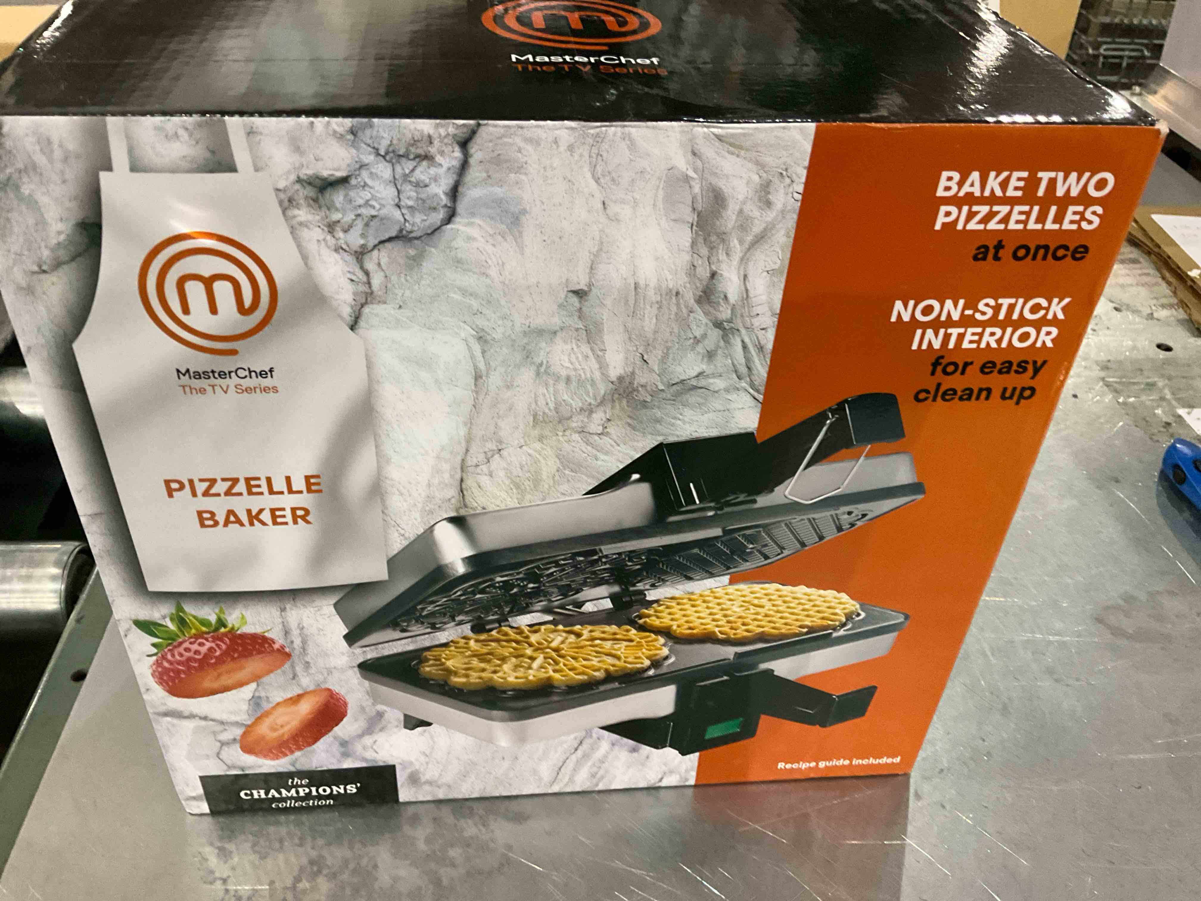 MasterChef Pizzelle Maker - Non-stick Electric Cookie Baker Press, Make Two 5-Inch Italian Waffle Cookies at Once for Breakfast, Dessert, Birthday or Christmas Gift, Holiday Baking Party Gift Exchange