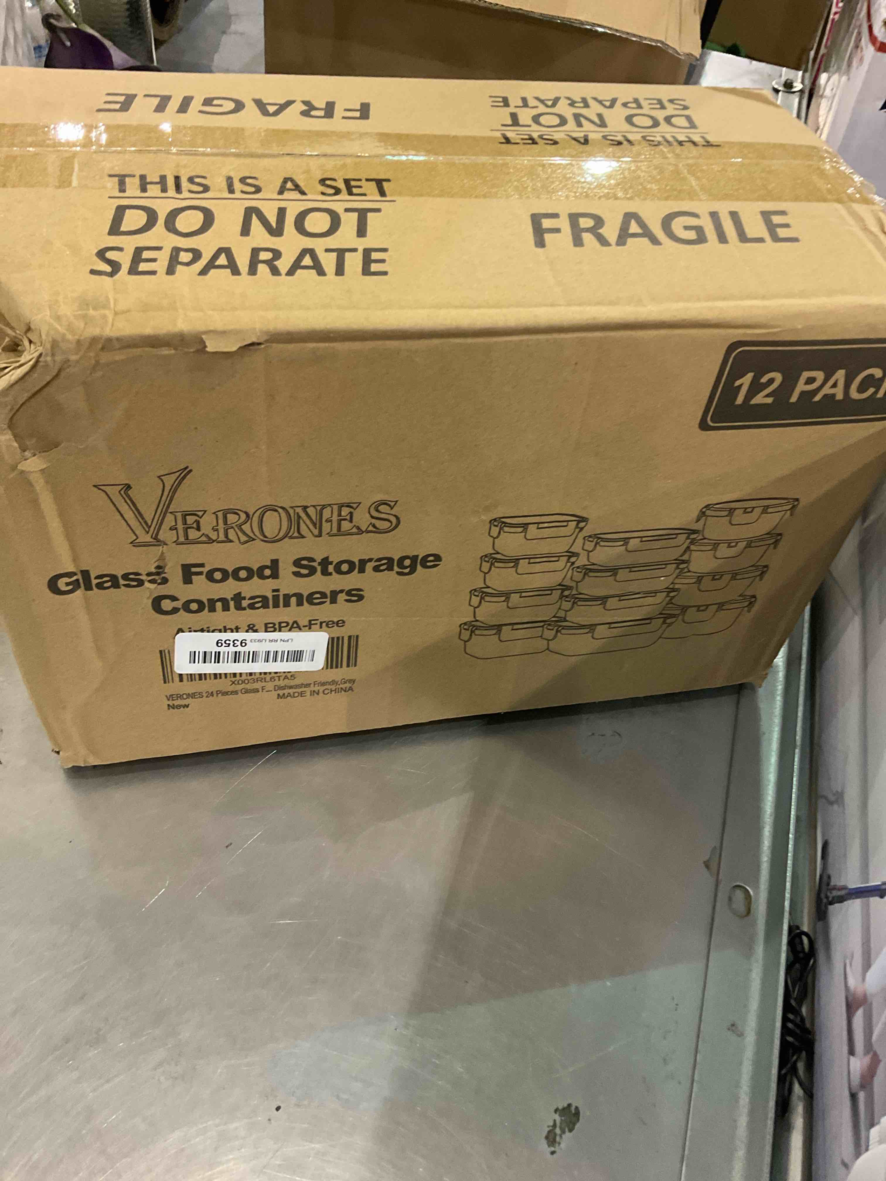 VERONES 24 Pieces Glass Food Storage Containers Set, Airtight Glass Lunch Containers, Stackable Glass Meal Prep Containers with Lids,BPA-Free, for Microwave, Oven, Freezer & Dishwasher Friendly,Grey