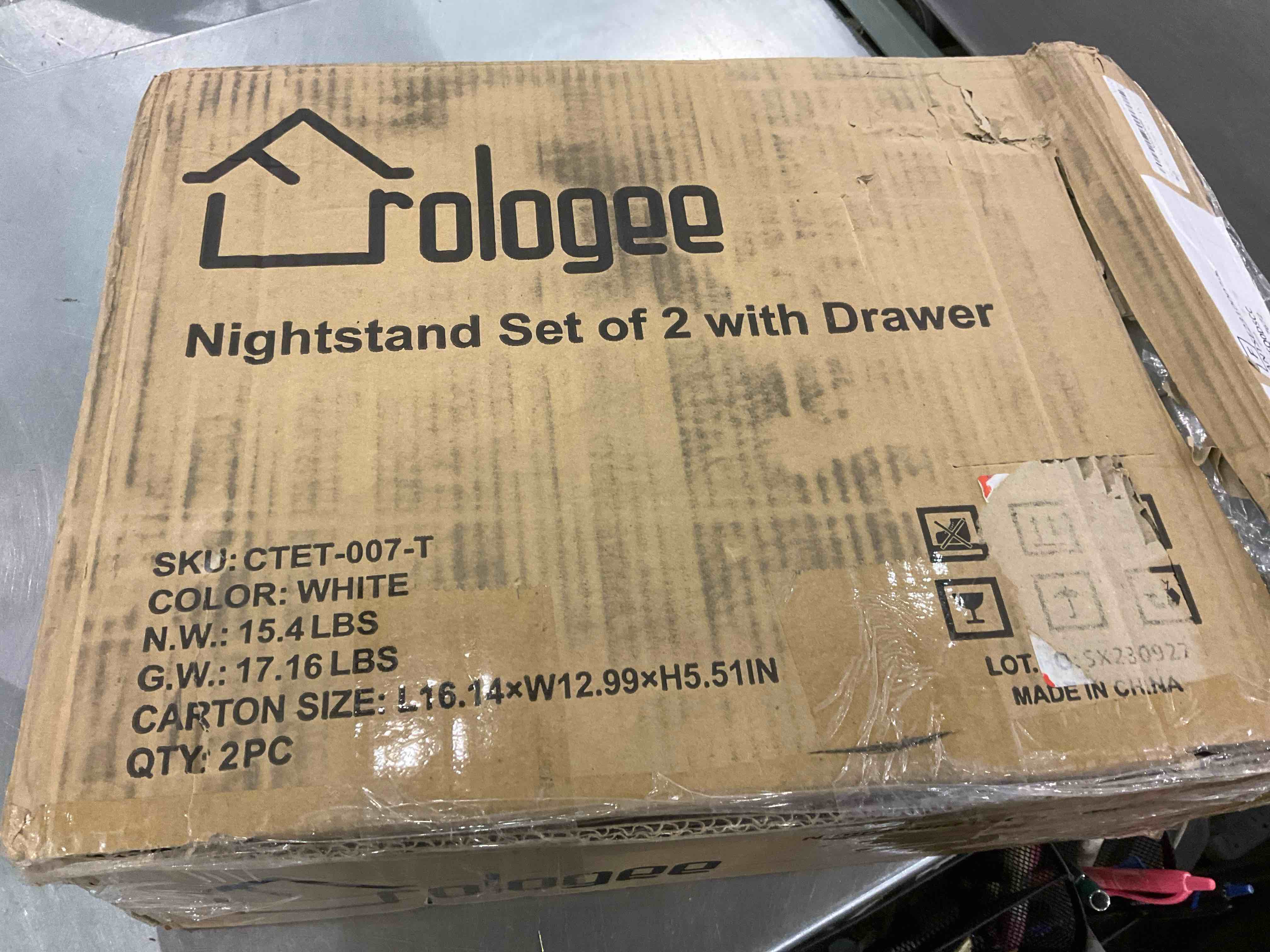 Furologee Nightstand Set of 2 with Drawer White