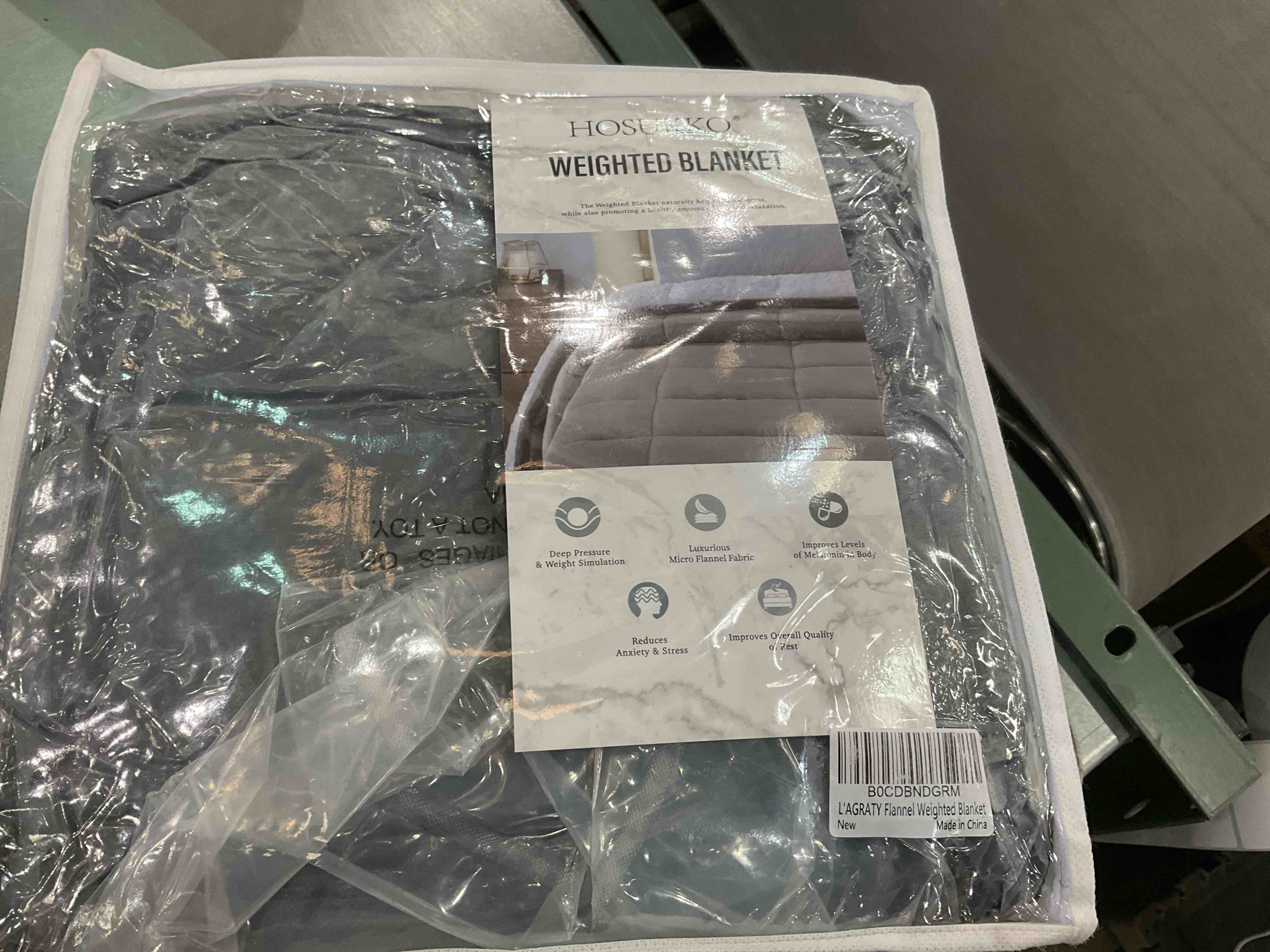 L'AGRATY Sherpa Flannel Weighted Blanket - 48x72 inches 15 lbs Dual Sided Comfort Thick Heavy Blankets for Adults Soft Fluffy Flannel Cozy Warm Sherpa for Sleep, Grey