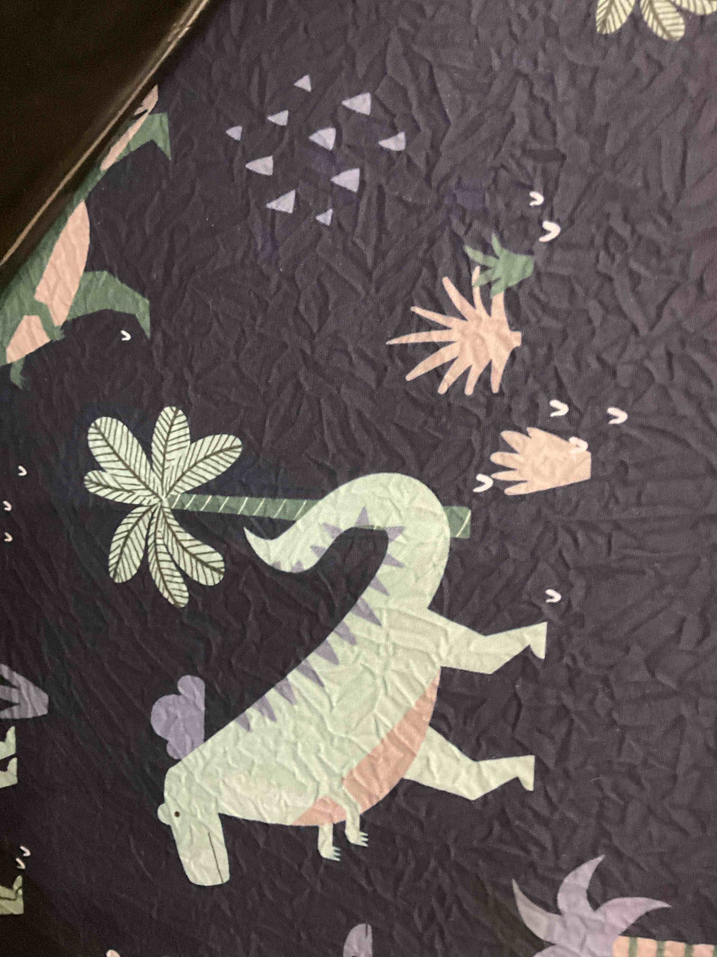 Ulax Furniture Kids Fold Out Couch 2-in-1 Children Convertible Sofa to Lounger with Soft Plush Fabric (Navy Dinosaur)