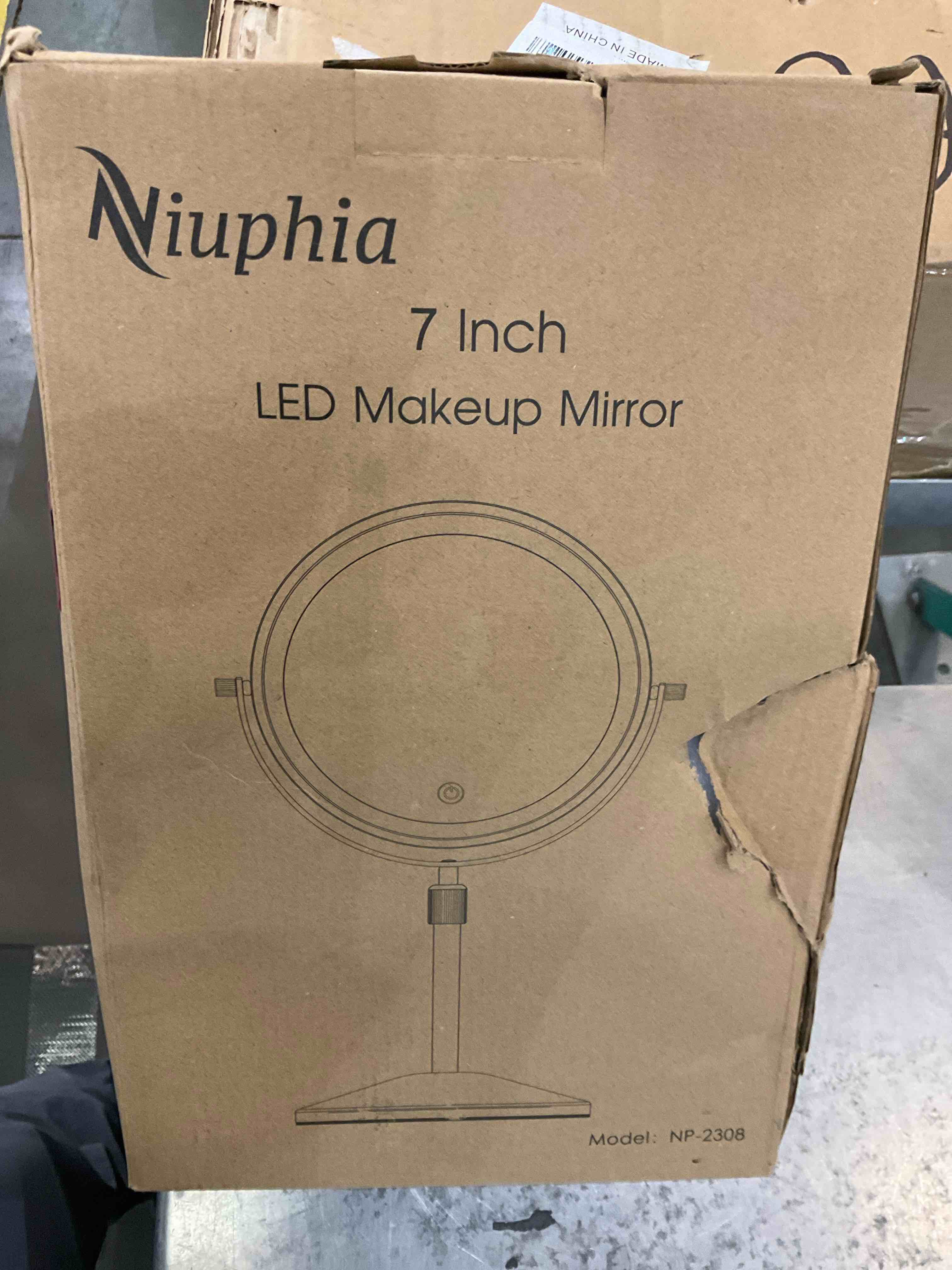 Niuphia Vanity Mirror with Lights 7" Rechargeable 1x/10x Lighted Makeup Mirror Adjustable Height Double Sided Mirror with Lights 360°Rotating Makeup Mirror