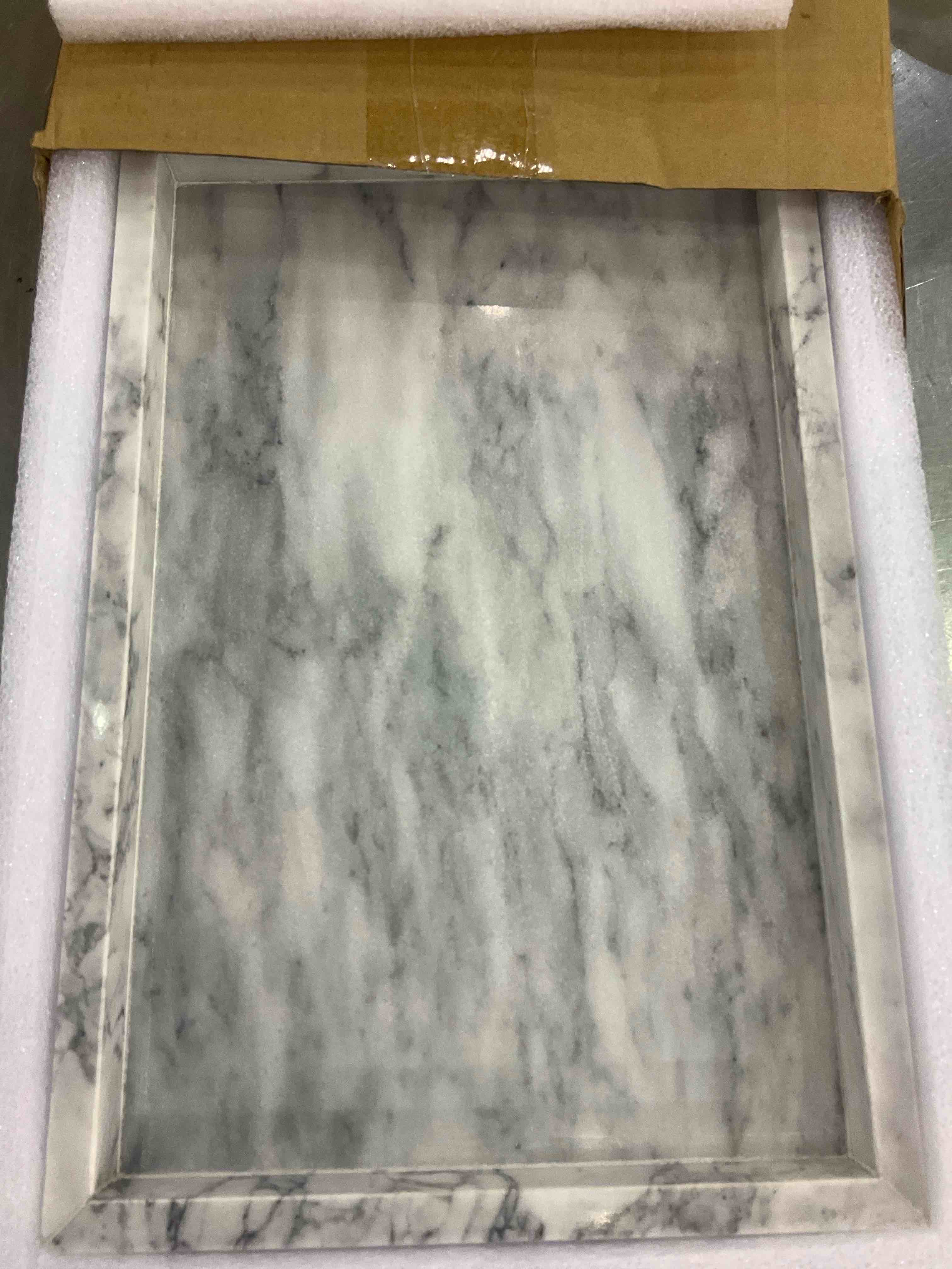 12"x8" Real Natural Marble Vanity Tray, Genuine Marble Storage Tray for Cosmetics/Jewelry, Non-Resin/Non-Ceramic, Dresser Organizer Tray, Bathroom Tray, Home Decor, Kitchen, Coffee Table, 12 x 8 inch