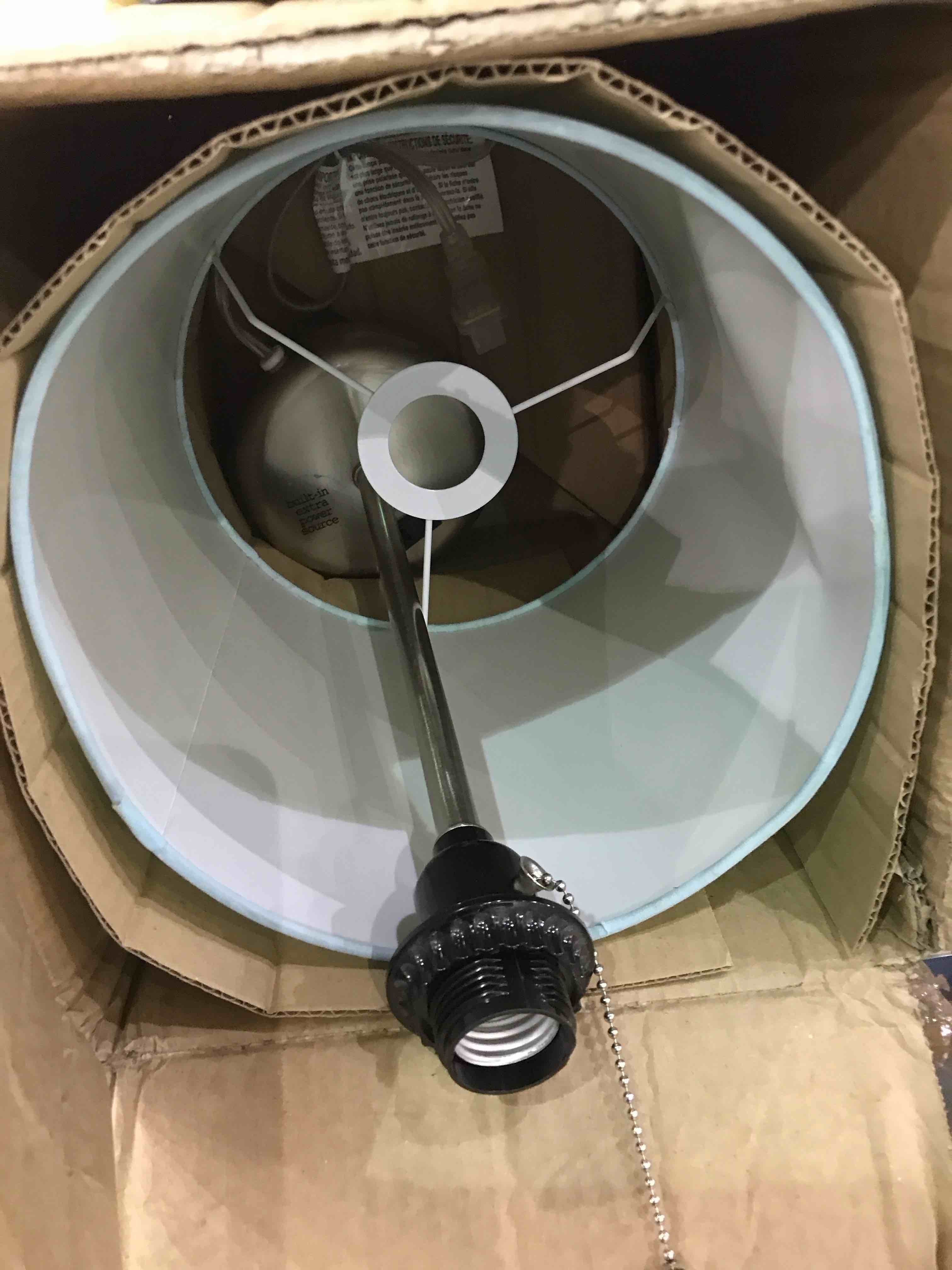 Limelights LT2024-AQU Stick Charging Outlet Table Lamp, Brushed Steel Base/Aqua Shade