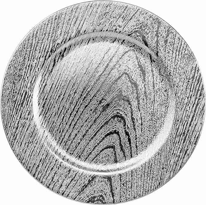 Home Collectives 13 Inch Round Elegant Serve ware Charger Plates with Matching Napkin Rings, Wedding Silver 