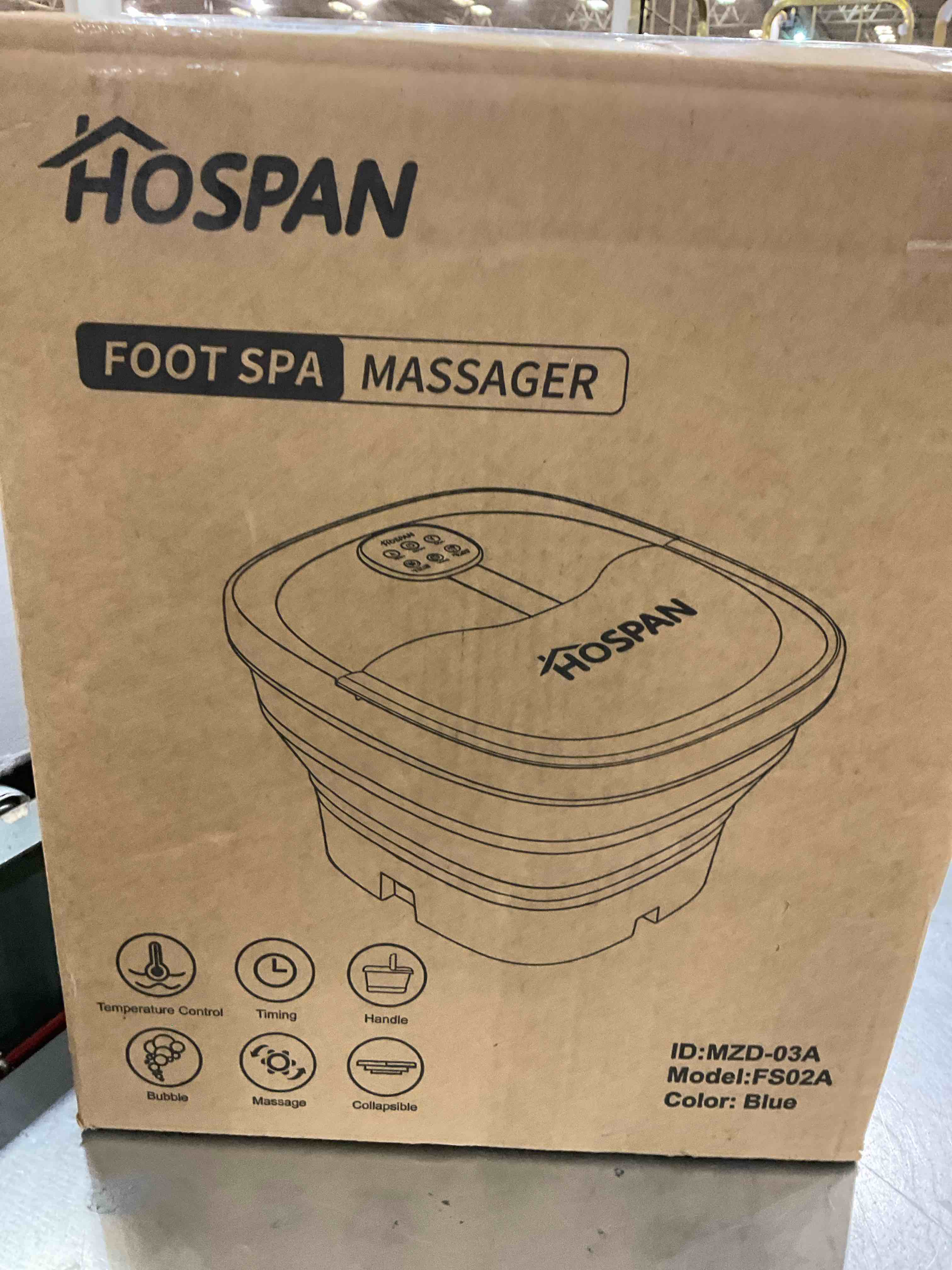 HOSPAN Foot Spa, Collapsible Foot Bath with 24 Motorized Shiatsu Massage Balls, Bubble and Temperature Control. 60 Minutes Timer. Pedicure Foot Spa for Feet Stress Relief. Remote Control- FS02A