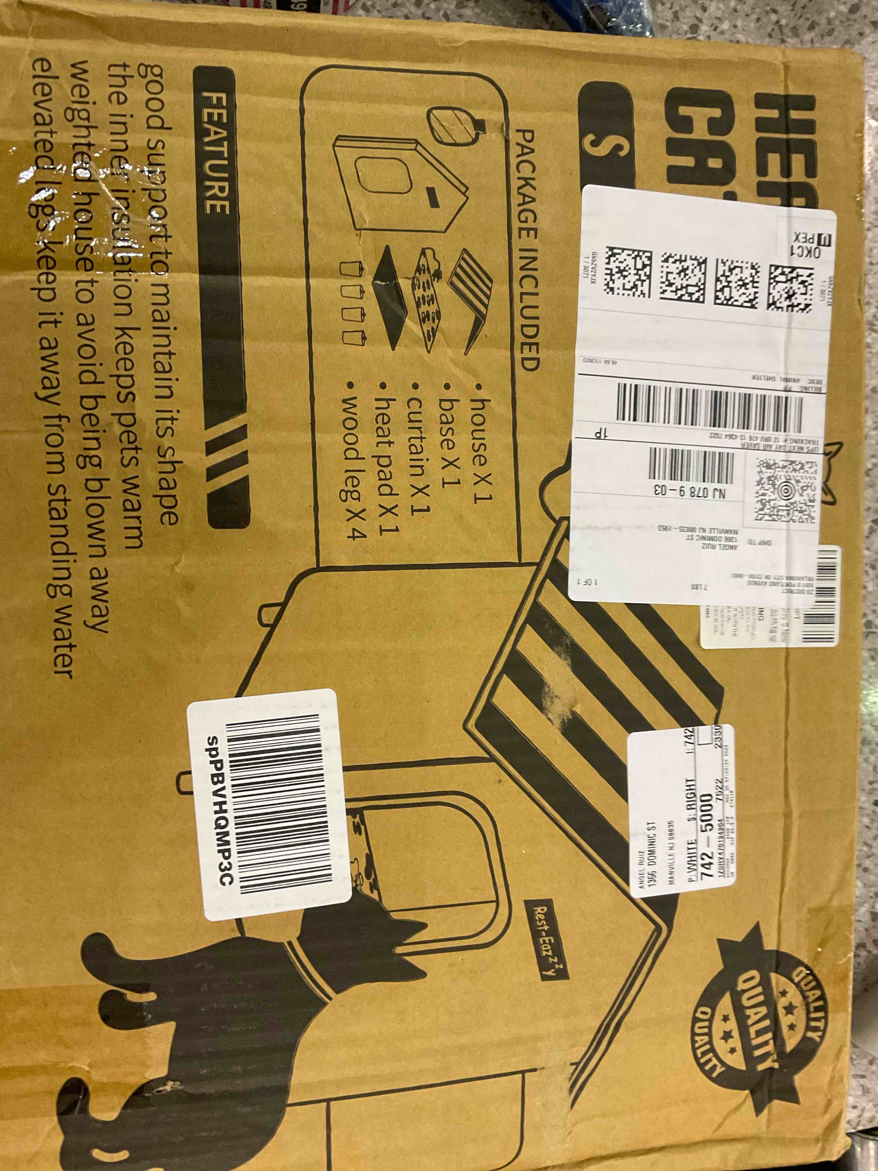 Rest-Eazzzy Cat House, Outdoor Cat Bed, Weatherproof Cat Shelter for Outdoor Cats Dogs and Small Animals (Heat Grey S)