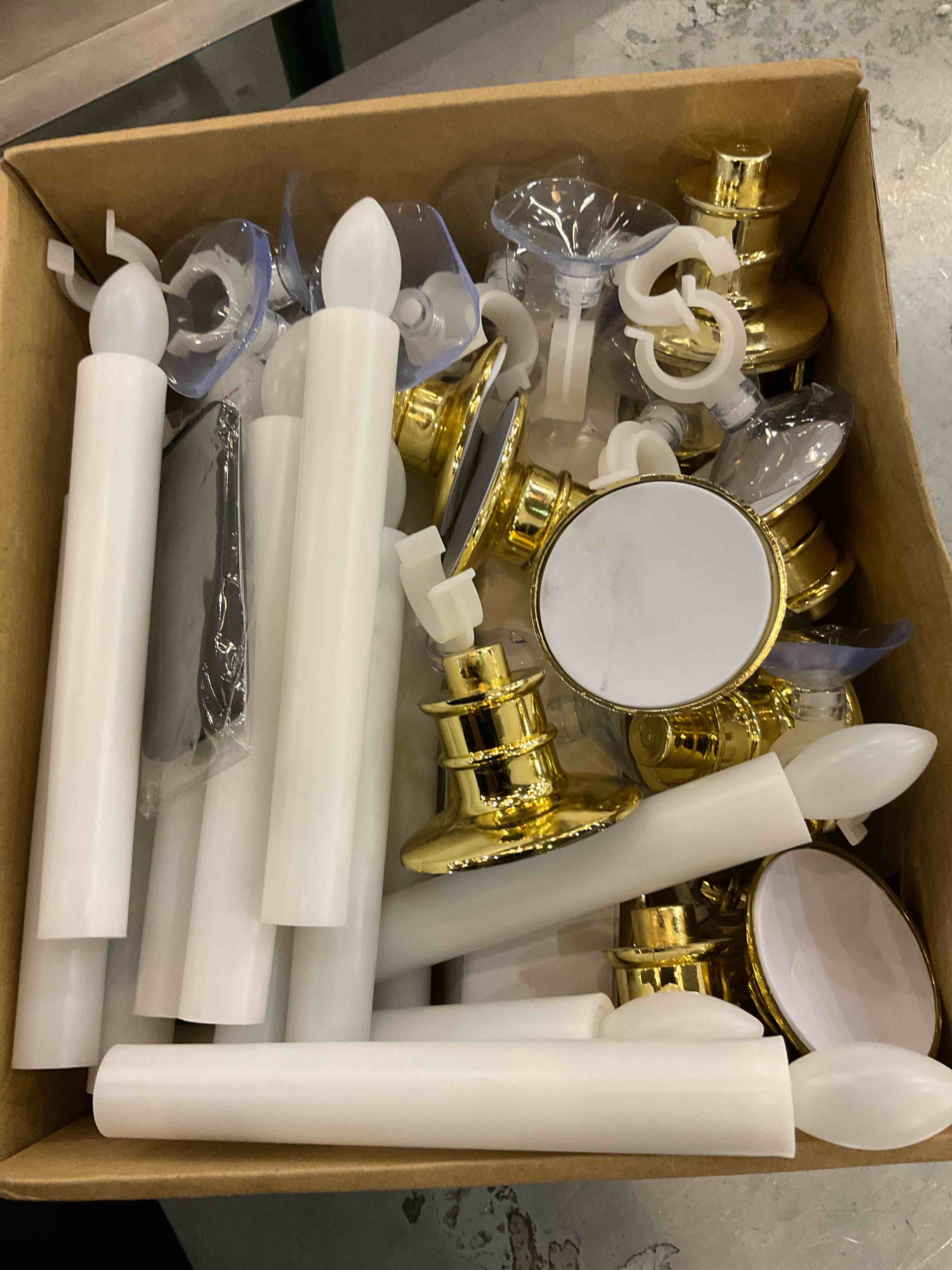 Treela 24 Pcs Christmas Flameless Taper Candles with Remote Control Battery Operated LED Window Candles with Gold Holders and Suction Cups for Home Outdoor Indoor Holiday Decor, Warm White