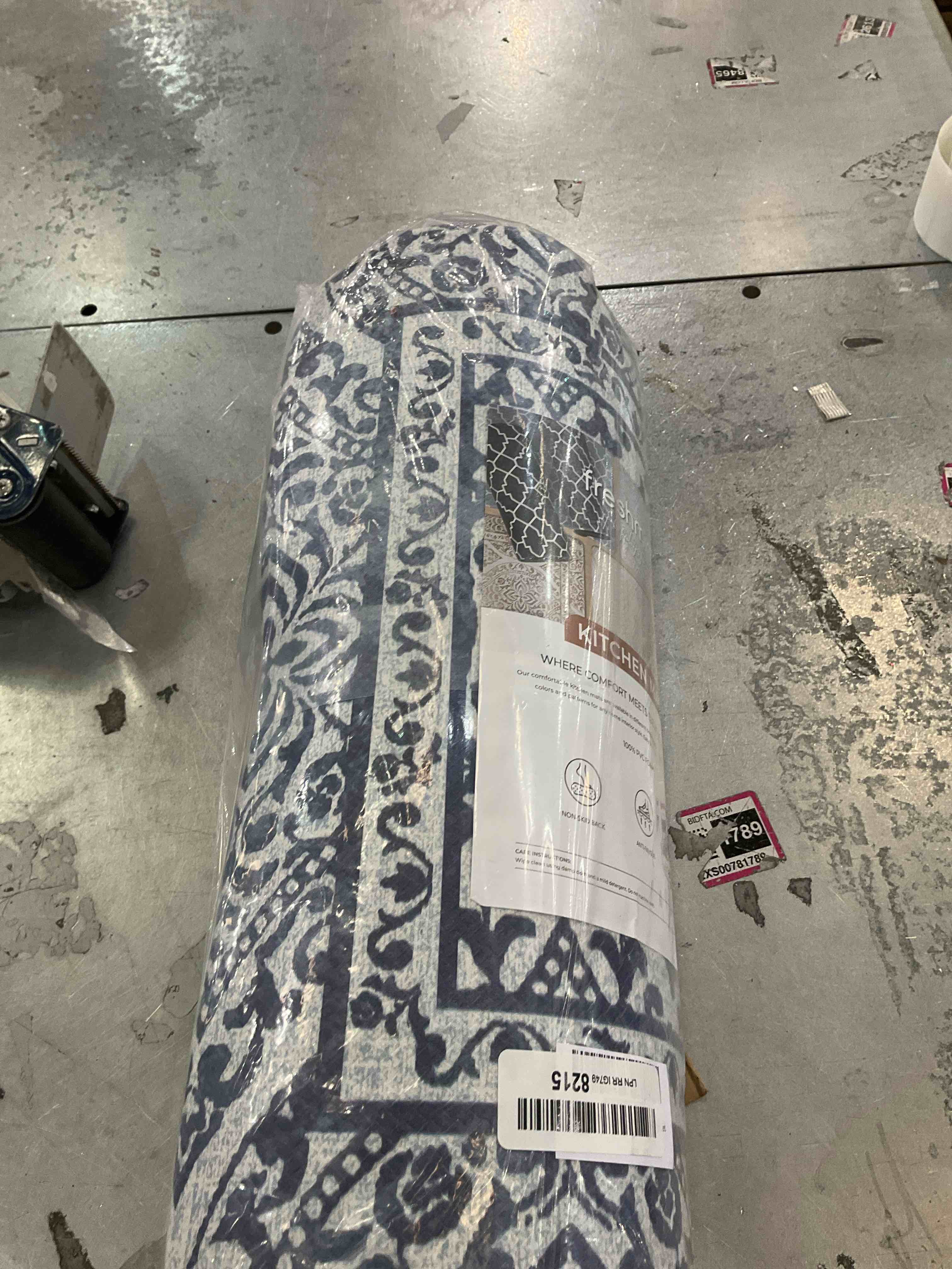 FRESHMINT 2 Piece Set Boho Kitchen Mats for Floor Bohemian Distressed Anti Fatigue Kitchen Rugs Vintage Farmhouse Cushioned Kitchen Runners for Standing Waterproof & Non-Skid Comfort, Washed Indigo