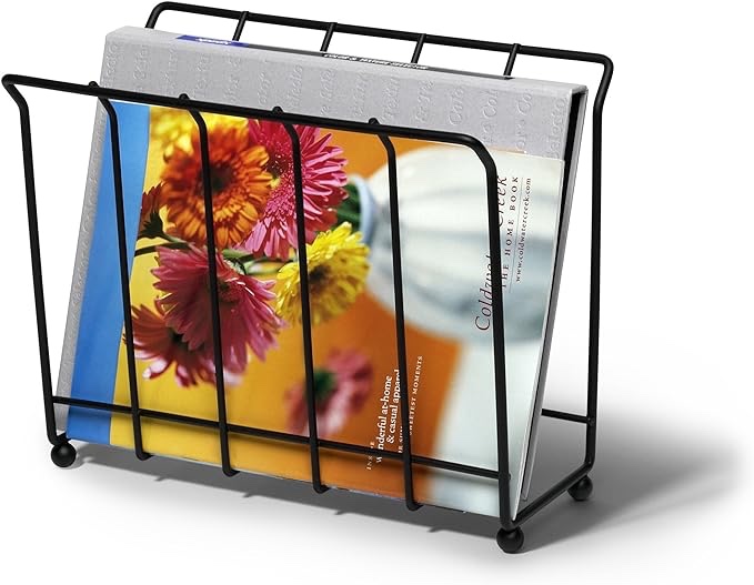 Spectrum Diversified Seville Rack, Sturdy Steel Periodical Home & Office Organization, Chic Storage for Magazines, Records, Newspapers, Artwork & More, Black