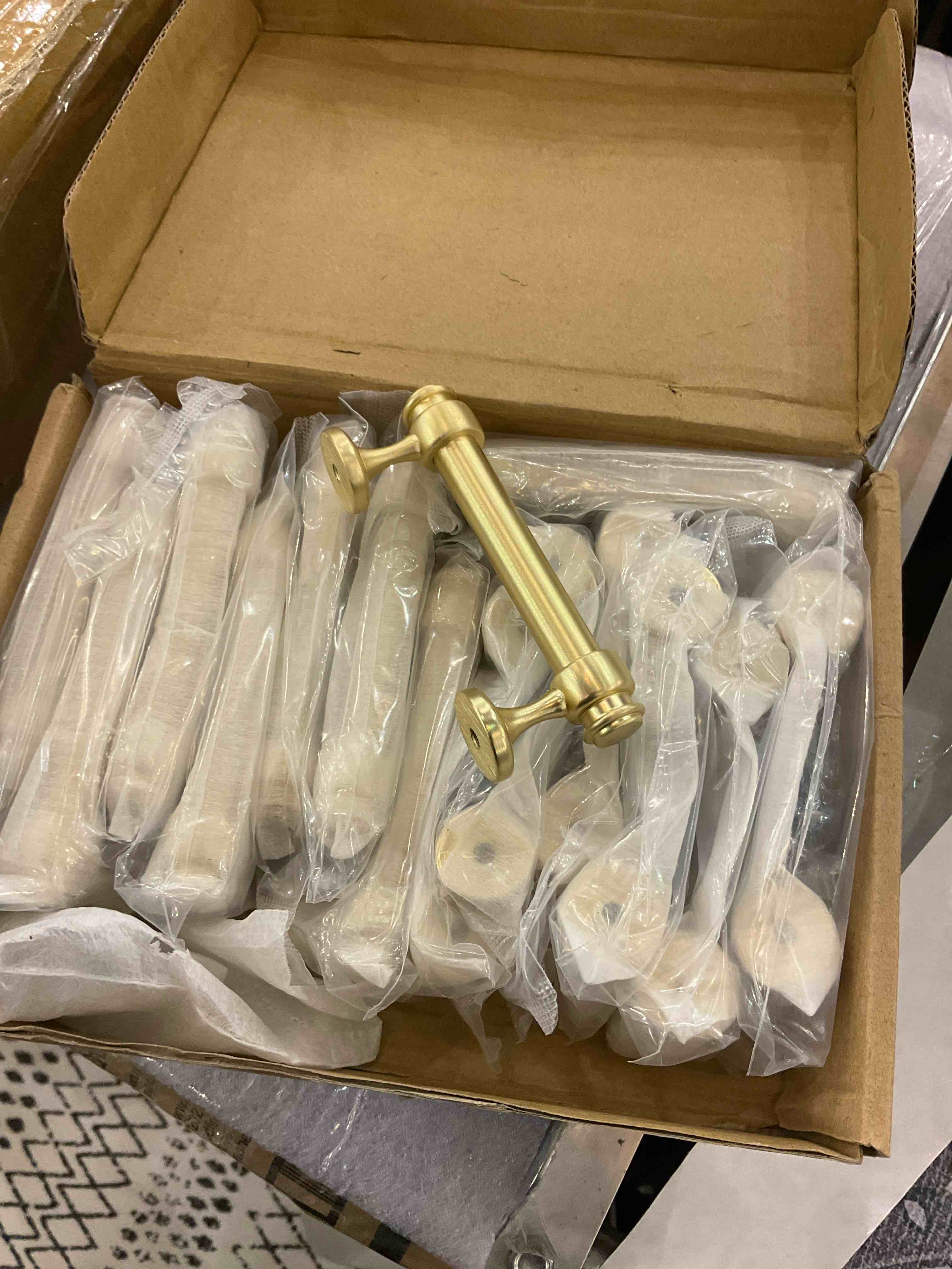 Alzassbg 10 Pack Brushed Gold Cabinet Pulls, 5 Inch(128mm) Hole Centers Cabinet Handles Kitchen Hardware Straight Bar for Cabinets and Drawer AL3082BB