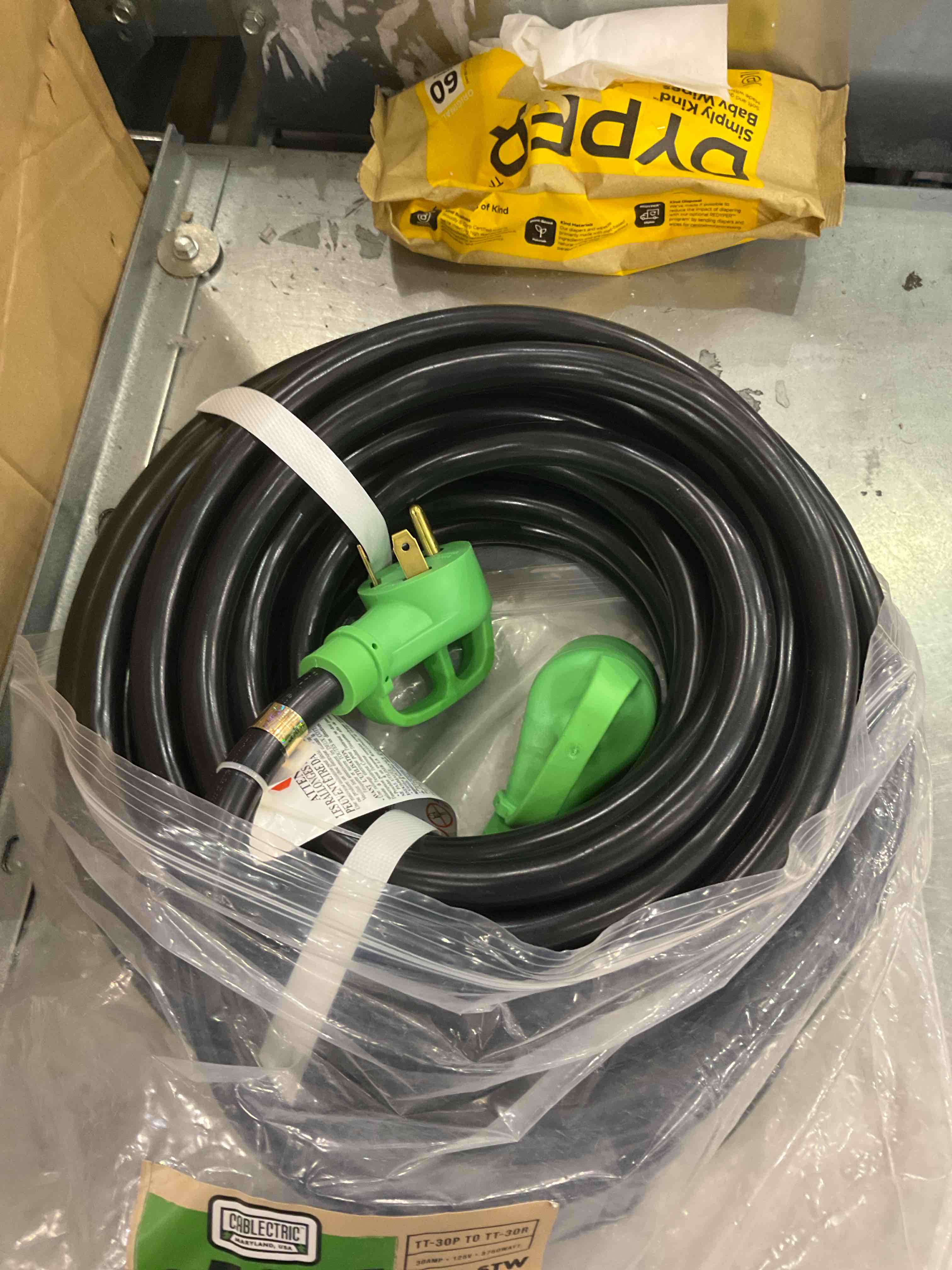 RVGUARD  50 Foot RV Extension Cord, Heavy Duty 10/3 Gauge STW Cord with LED Power Indicator and Cord Organizer, TT-30P/R Standard Plug, Green, ETL Listed