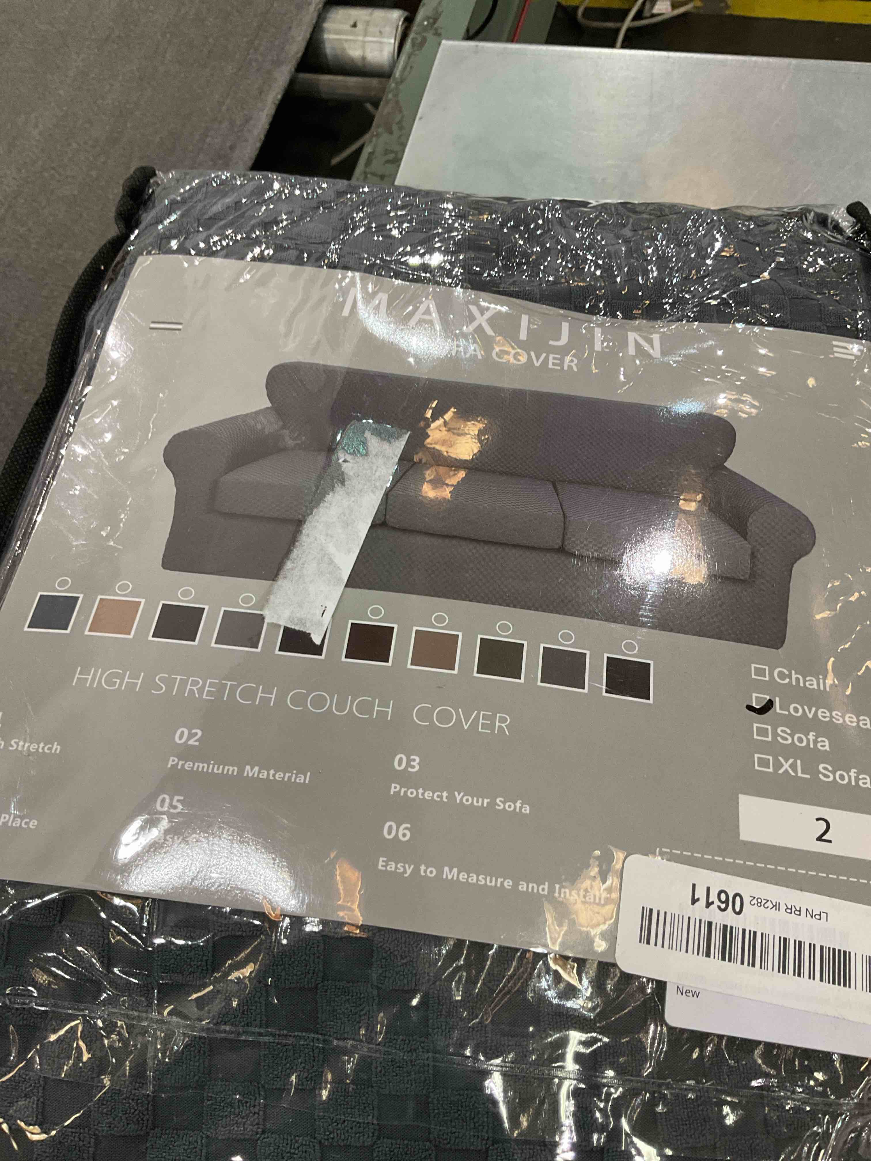 MAXIJIN 3 Piece Newest Jacquard Couch Covers for 2 Cushion Couch Stretch Non Slip Love Seat Couch Cover for Dogs Pet Friendly Elastic Furniture Protector Loveseat Slipcovers (Loveseat, Dark Gray)