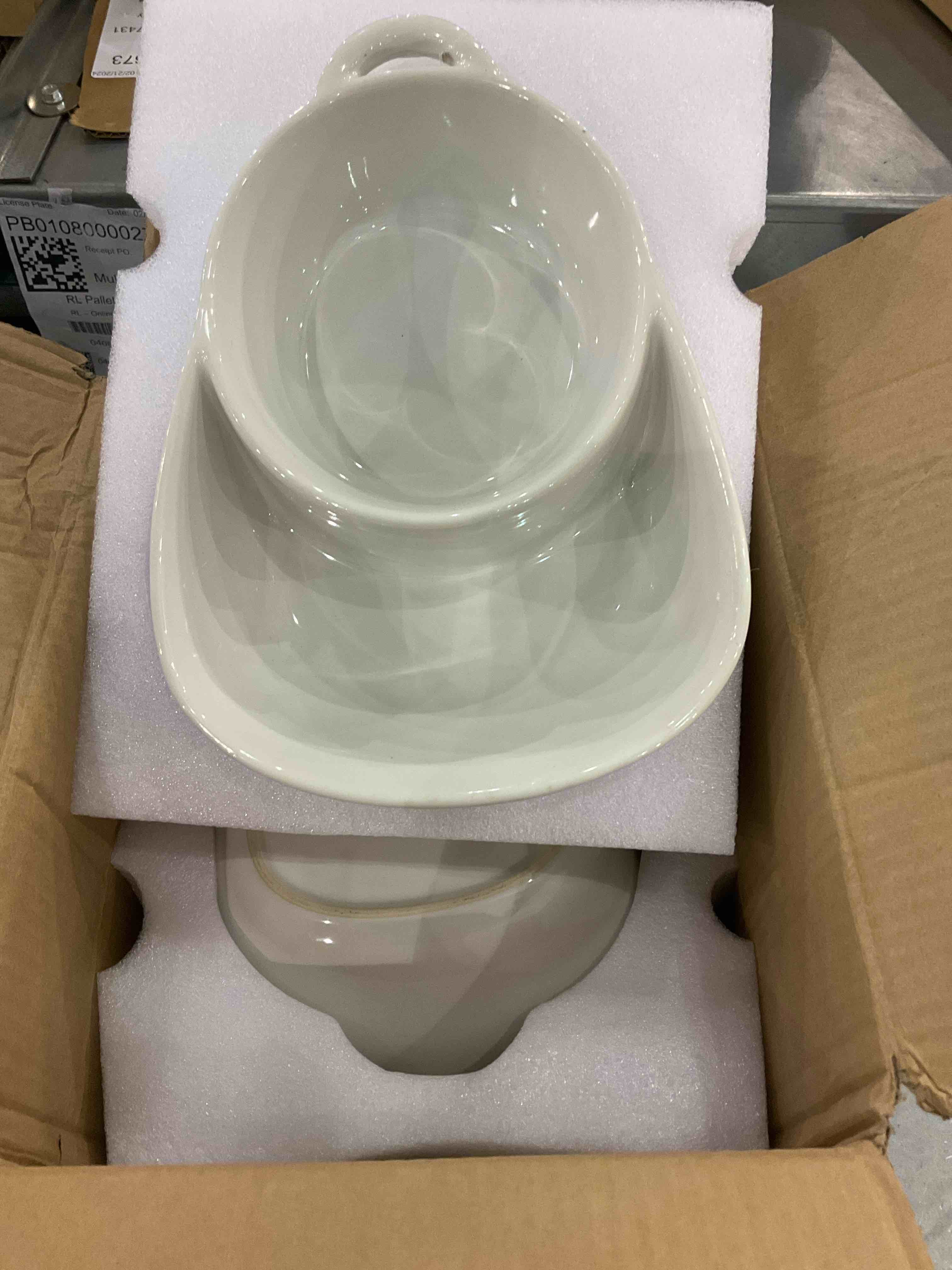 LE TAUCI Anti-Soggy Cereal Bowl, Ceramic Soup Bowl, Chip and Dip Bowl for Cracker and Snack, Divided Serving Bowls Set for Bread, Guacamole and Salsa,Set of 2, White