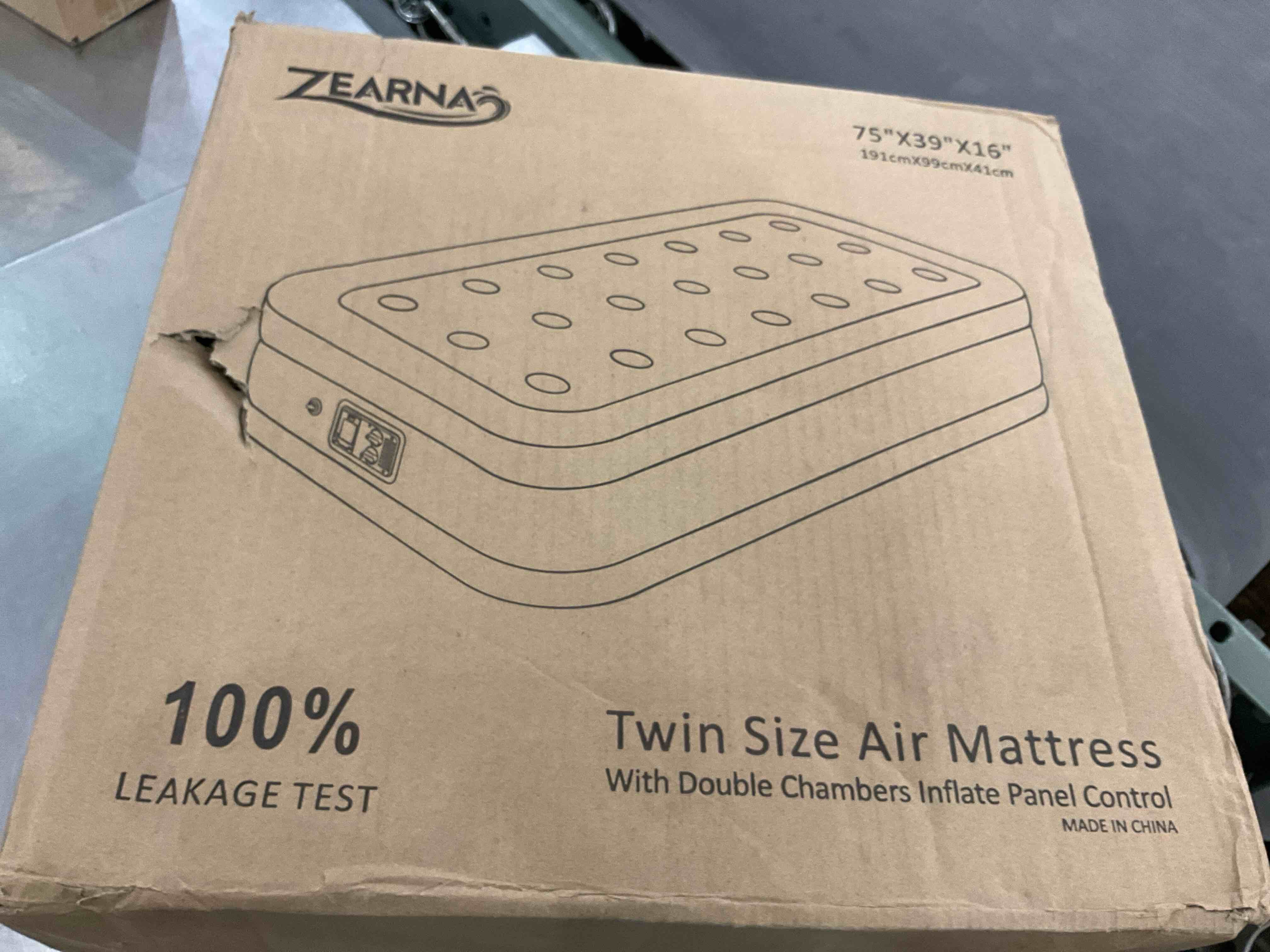 ZEARNA Twin Size Air Mattress With Double Chambers Inflate Panel Control