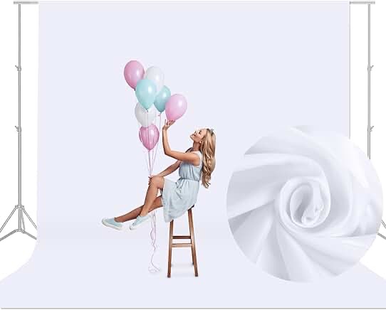 10 x 10 FT White Backdrop Background for Photography, Large Pure White Photo Backdrop Curtain Drapes, Professional High Density White Screen Backdrops for Party Portrait Photoshoots Booth Video Studio